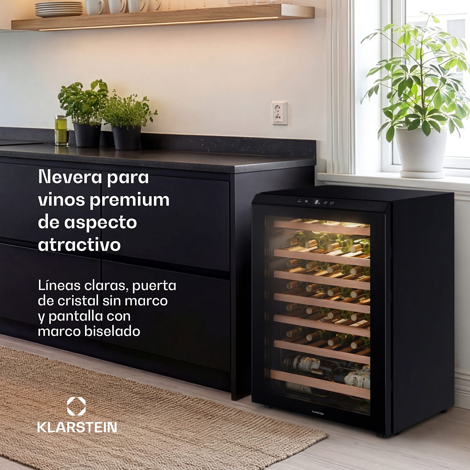 Bevora nevera independiente para vino | 6 estantes | 128 litros | 48 botellas | 54 cm 48 botellas