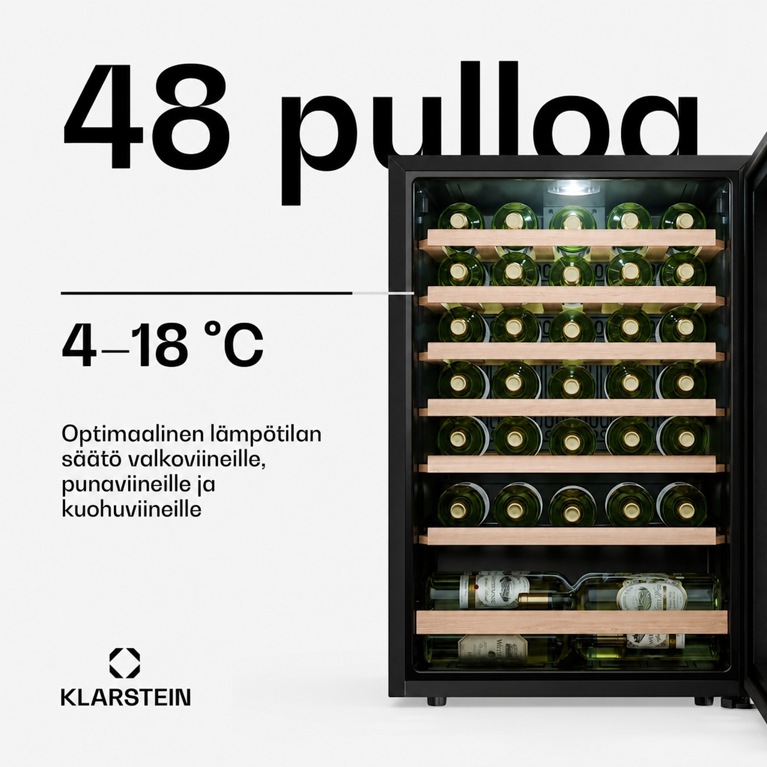 Bevora vapaasti seisova viinikaappi | 6 laatikkoa | 128 litraa | 48 pulloa | 54 cm 48 pulloa