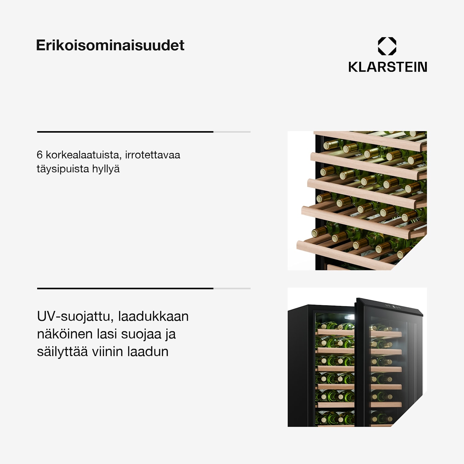 Bevora vapaasti seisova viinikaappi | 6 laatikkoa | 128 litraa | 48 pulloa | 54 cm 48 pulloa