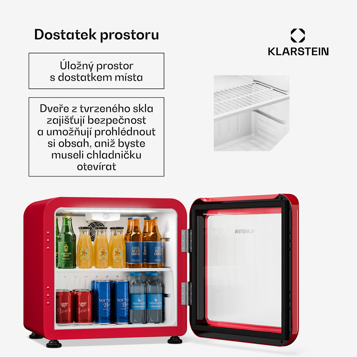 Chladicí box na nápoje Audrey Evo | 39 x 38 cm | LED osvětlení interiéru | 75 W | 42 dB 46 Ltr | Rojo
