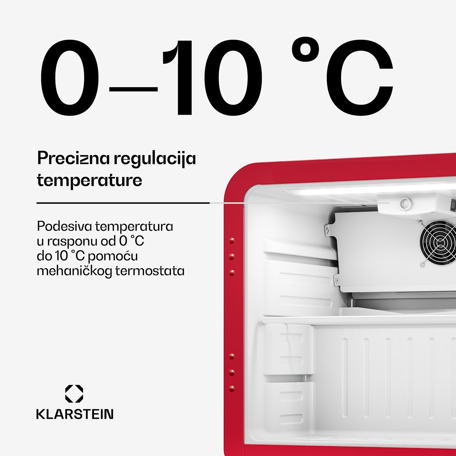 Audrey Evo hladnjak za pića | 39 x 38 cm | LED unutarnja rasvjeta | 75 W | 42 dB 46 L | Crvena