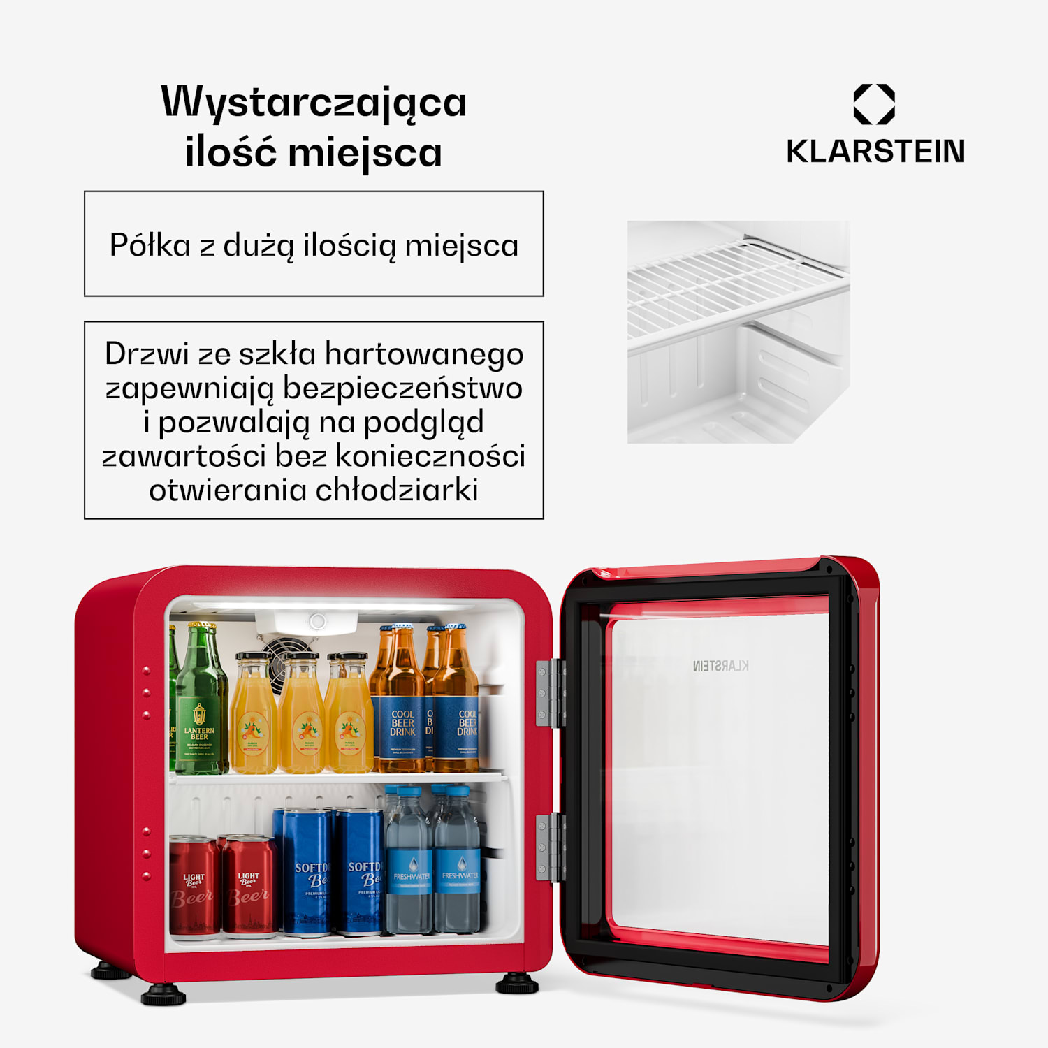 Audrey Evo chłodziarka do napojów | 39 x 38 cm | oświetlenie LED | 75 W | 42 dB 46 Ltr | Rdeča