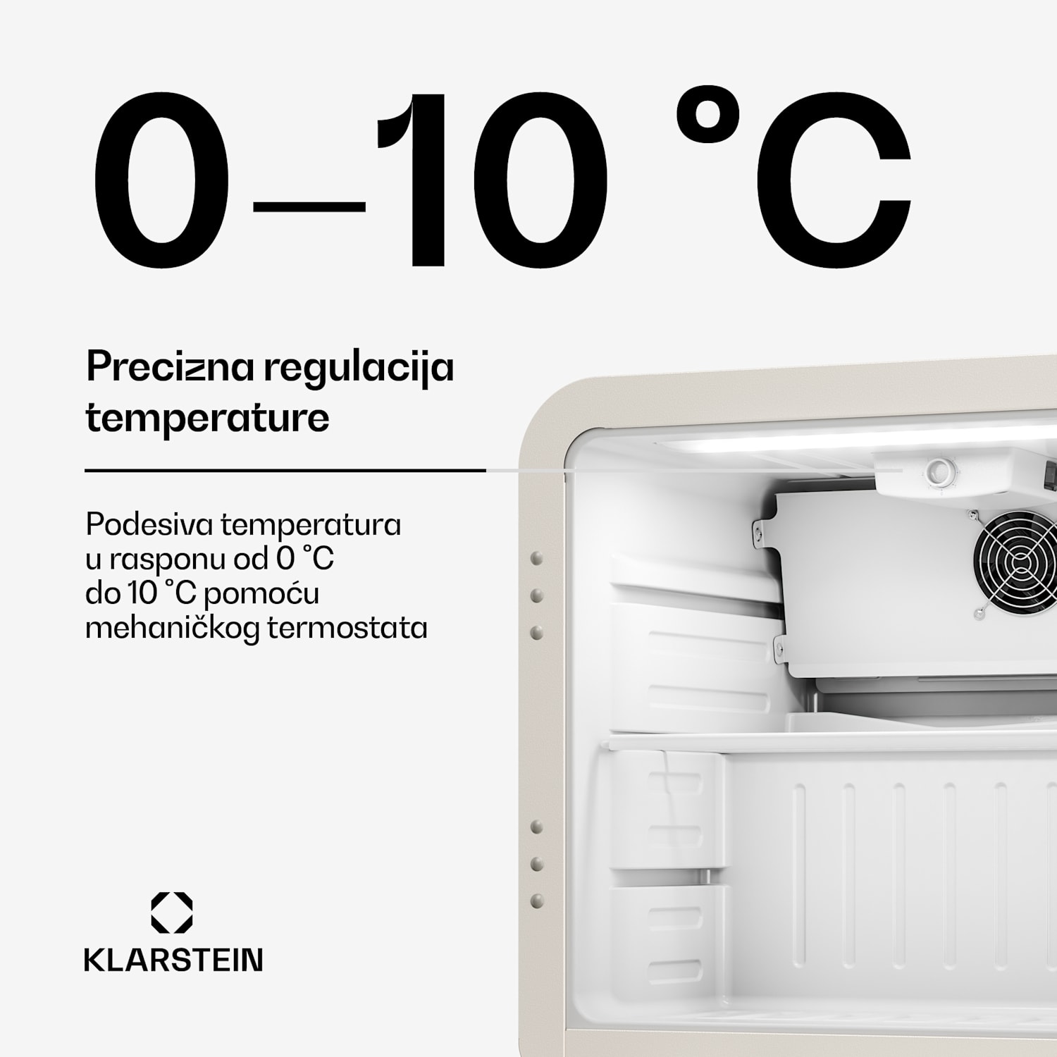 Audrey Evo hladnjak za pića | 39 x 38 cm | LED unutarnja rasvjeta | 75 W | 42 dB 46 L | Krem