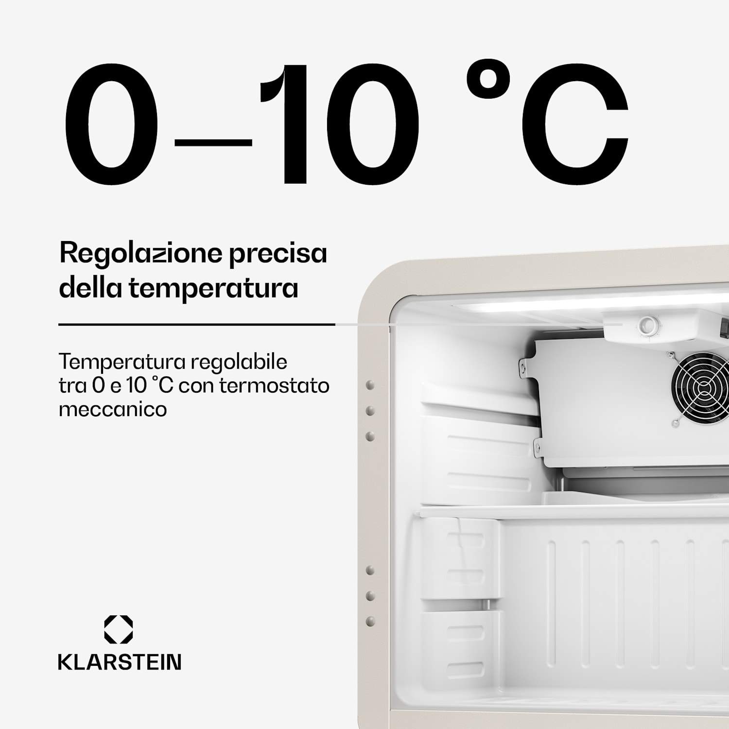 Audrey Evo - Frigorifero per bevande | 39 x 38 cm | Illuminazione interna a LED | 75 W | 42 dB 46 l | Creme