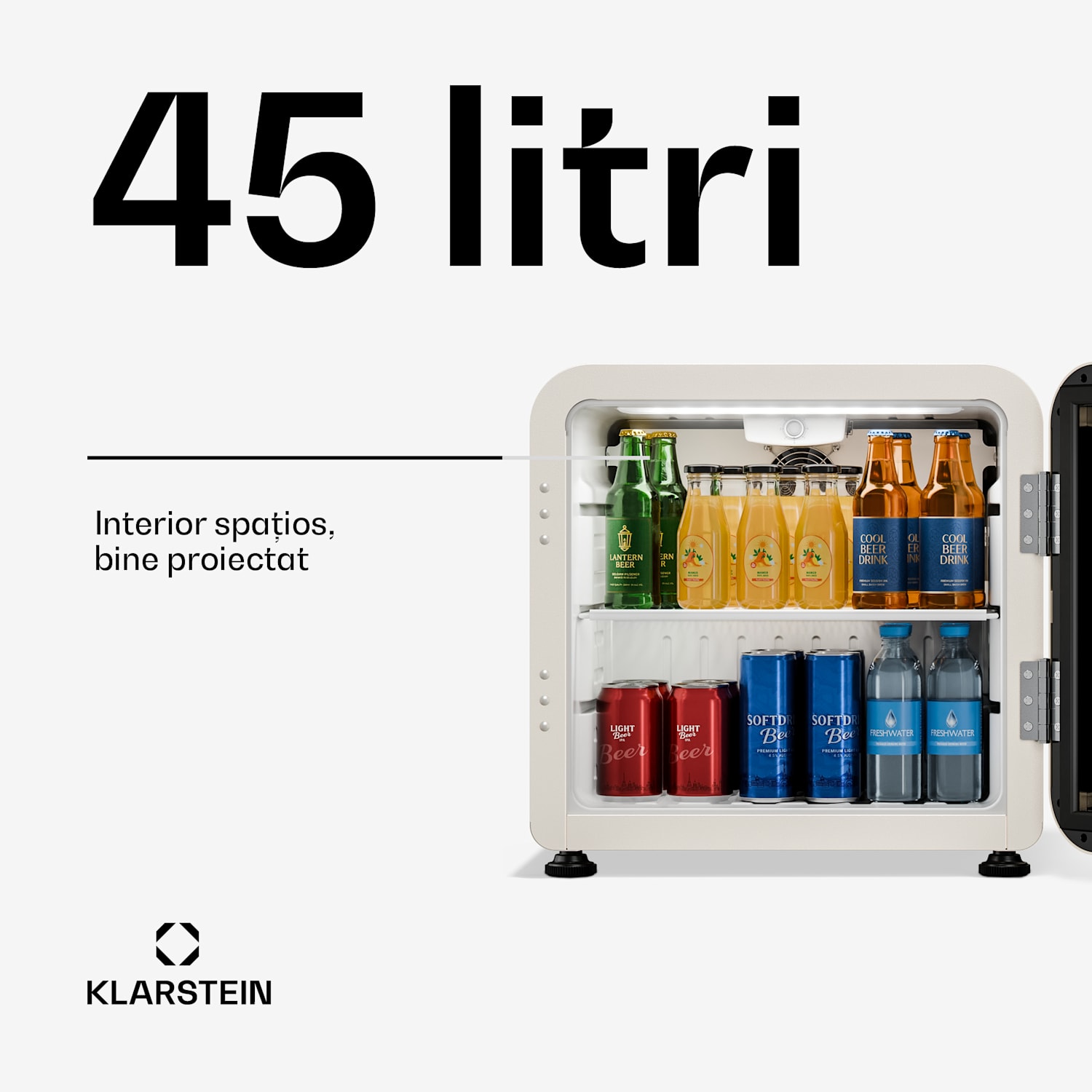 Răcitor de băuturi Audrey Evo | 39 x 38 cm | LED iluminat interior | 75 W | 42 dB 46 L | Crem