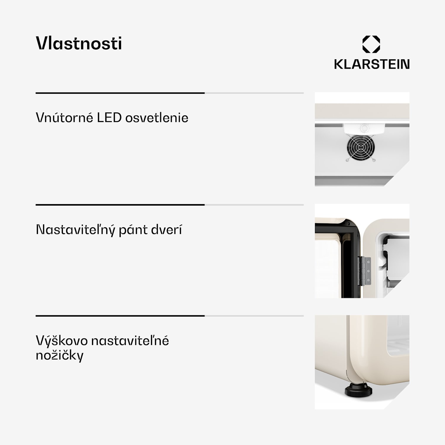 Audrey Evo chladič nápojov | 39 x 38 cm | LED vnútorné osvetlenie | 75 W | 42 dB 46 Ltr | Krémová