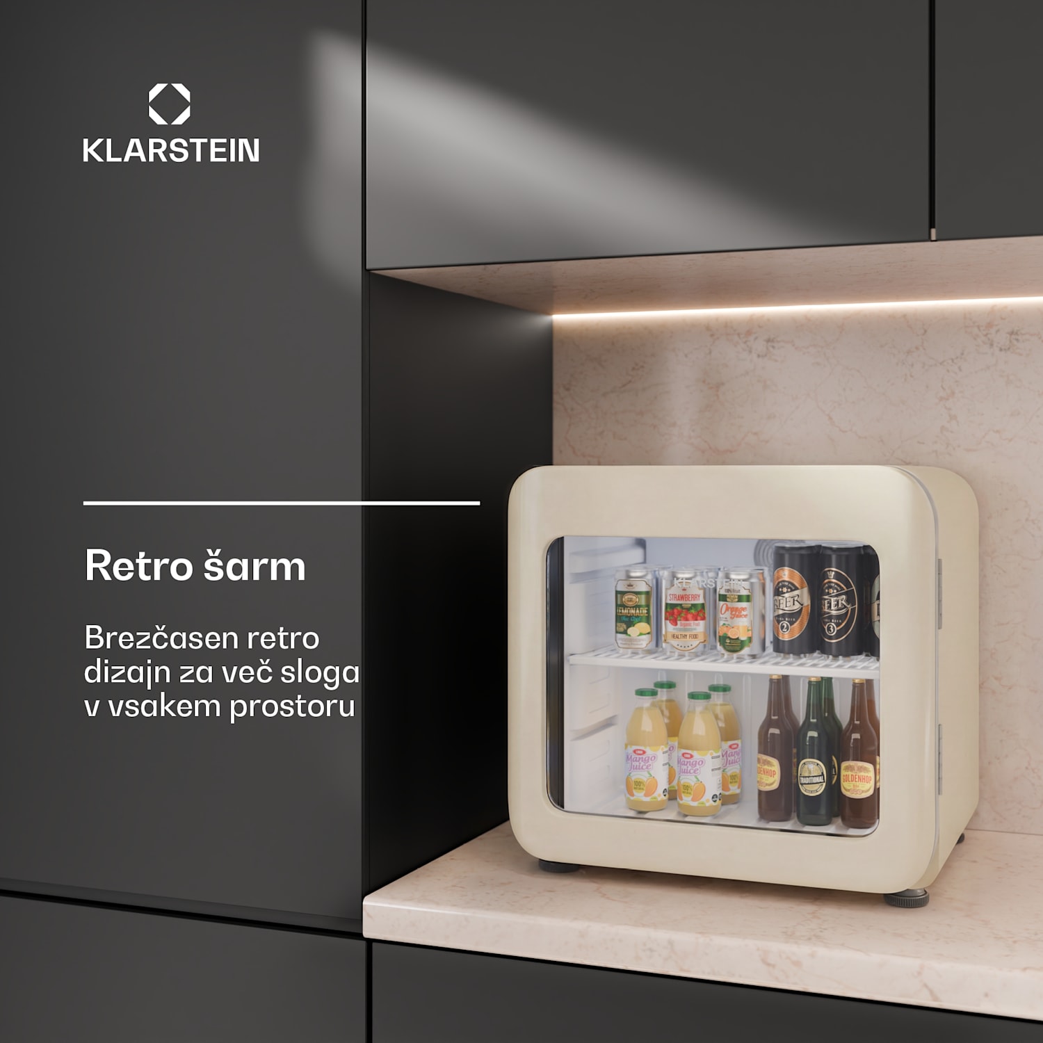 Audrey Evo hladilnik za pijačo | 39 x 38 cm | LED notranja osvetlitev | 75 W | 42 dB 46 Ltr | Kremna