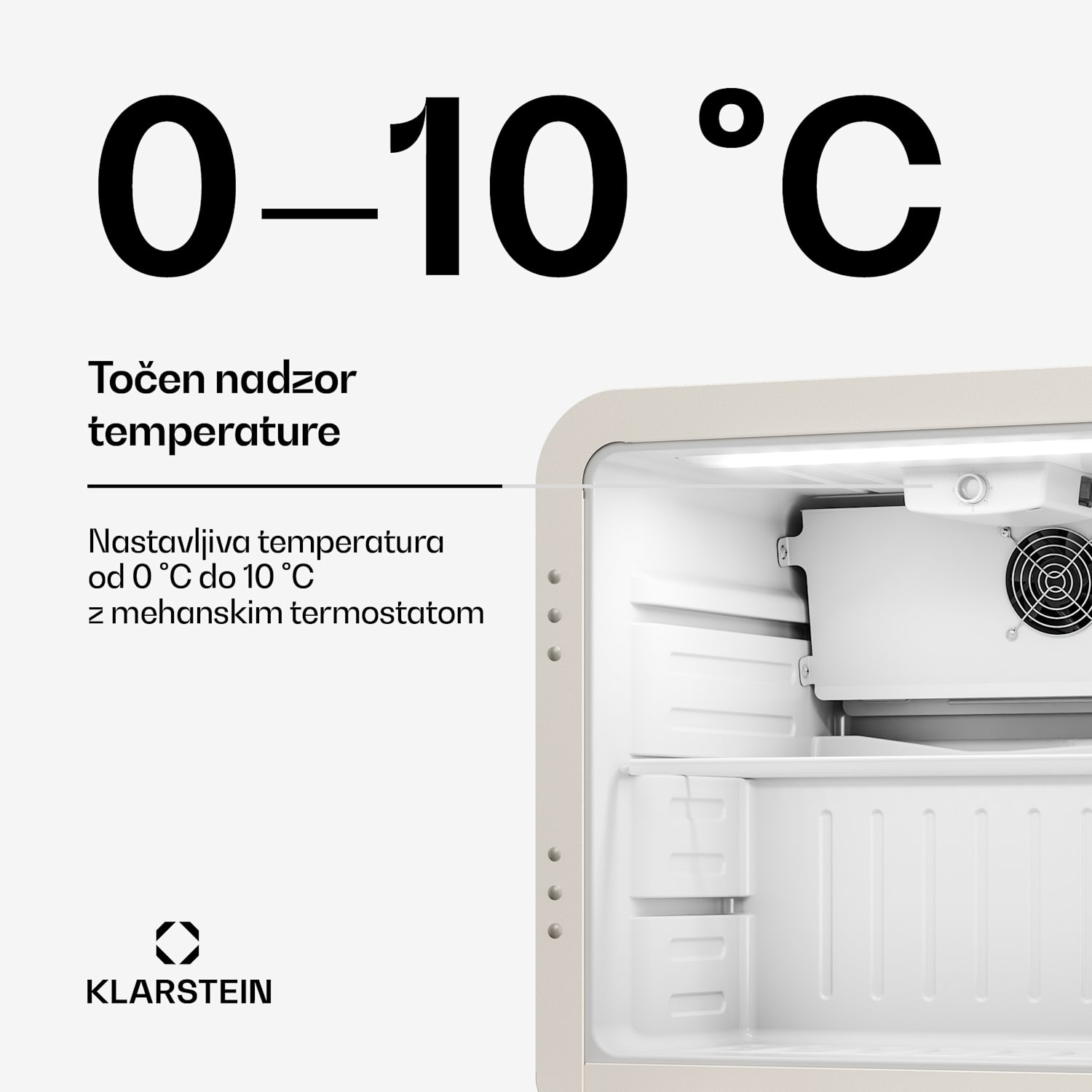 Audrey Evo hladilnik za pijačo | 39 x 38 cm | LED notranja osvetlitev | 75 W | 42 dB 46 Ltr | Kremna