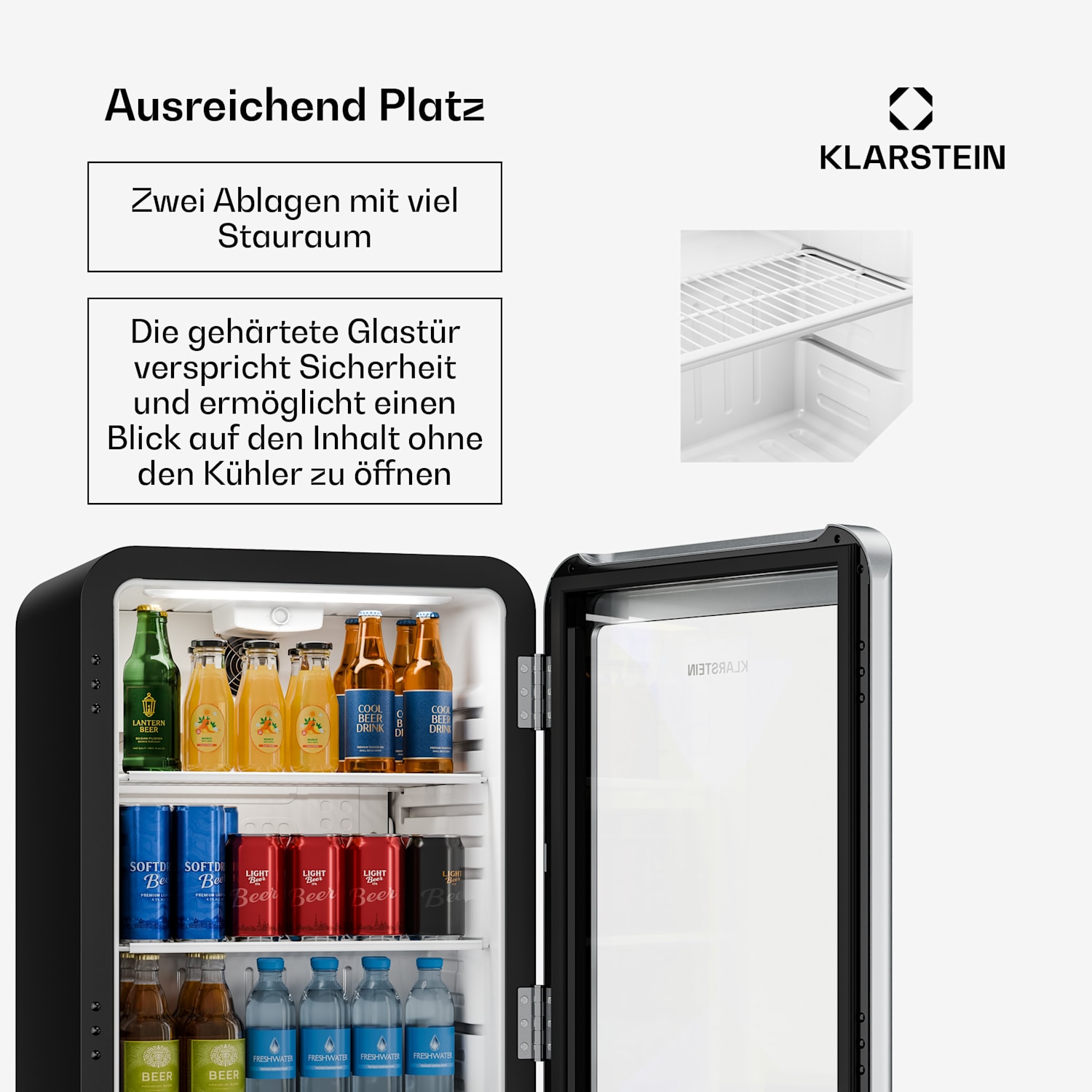 Audrey Evo Getränkekühlschrank | 56 x 38 cm | LED-Innenbeleuchtung | 85 W | 42 dB 68 Ltr | Silber