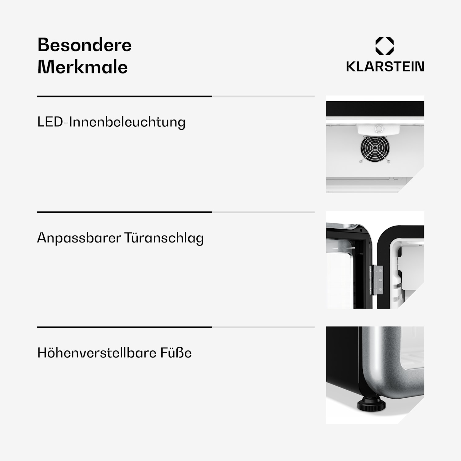 Audrey Evo Getränkekühlschrank | 56 x 38 cm | LED-Innenbeleuchtung | 85 W | 42 dB 68 Ltr | Silber