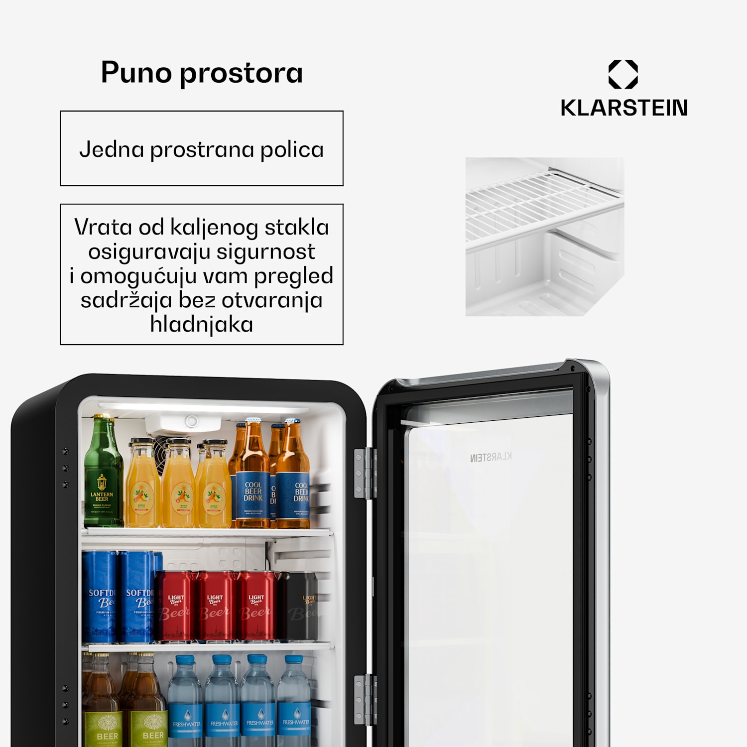 Audrey Evo hladnjak za pića | 56 x 38 cm | LED unutarnja rasvjeta | 85 W | 42 dB 68 L | Srebro