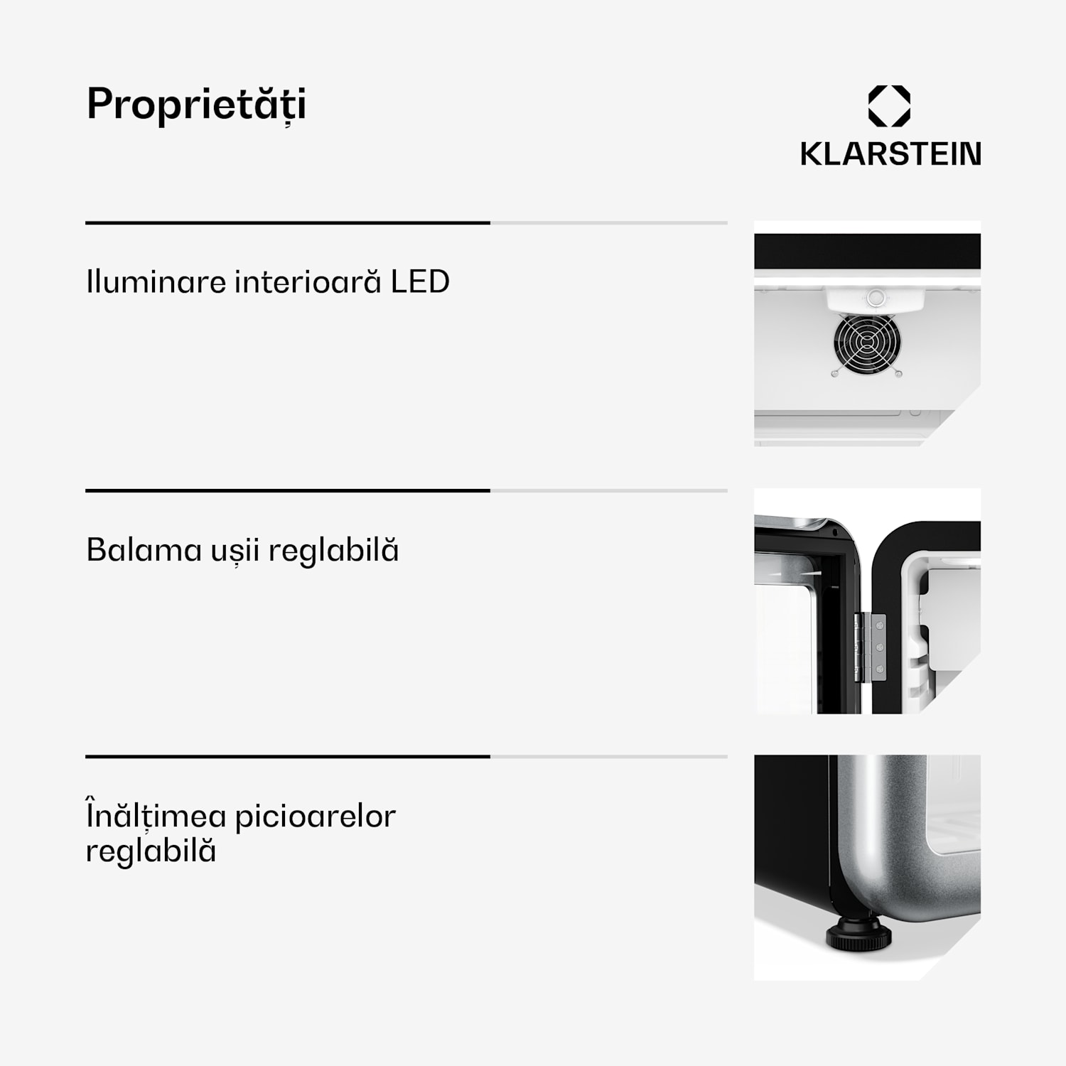 Klarstein Audrey Evo frigider pentru băuturi | 56 x 38 cm | iluminare interioară LED | 85 W | 42 dB 68 L | Argintiu