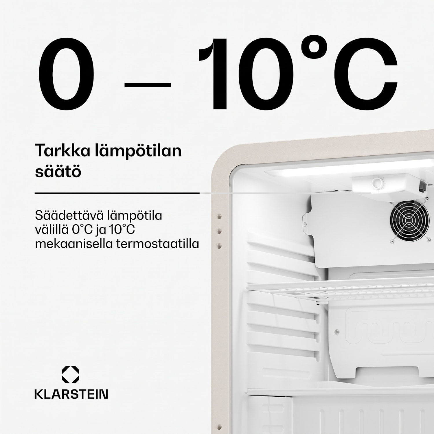 Audrey Evo juomajääkaappi | 64 x 47,5 cm | LED-sisävalaistus | 85 W | 42 dB 65 l | Kerma