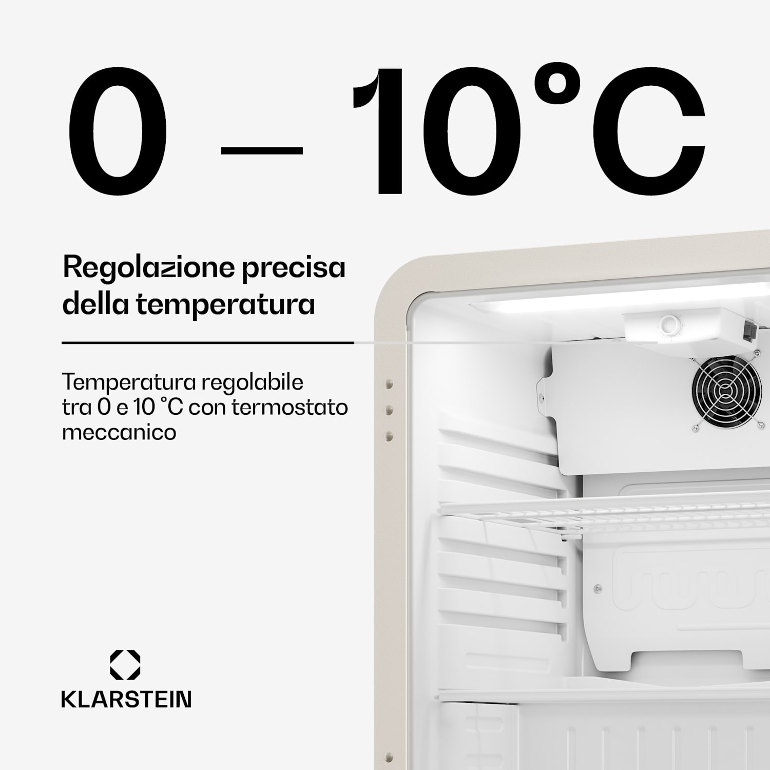 Audrey Evo - Frigorifero per bevande | 56 x 38 cm | Illuminazione interna a LED | 85 W | 42 dB 68 l | Creme