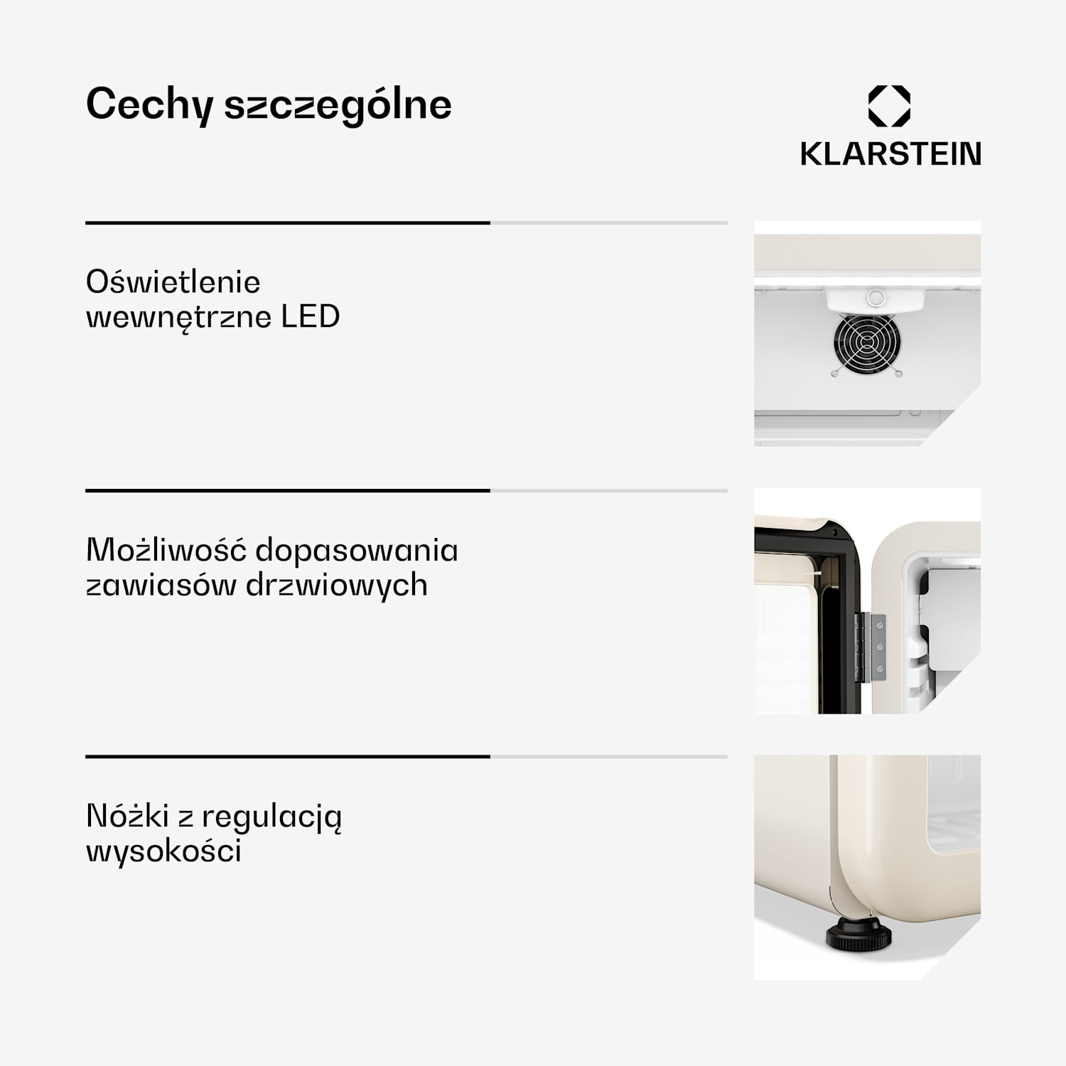 Audrey Evo chłodziarka do napojów | 56 x 38 cm | oświetlenie LED | 85 W | 42 dB 68 Ltr | Kremna