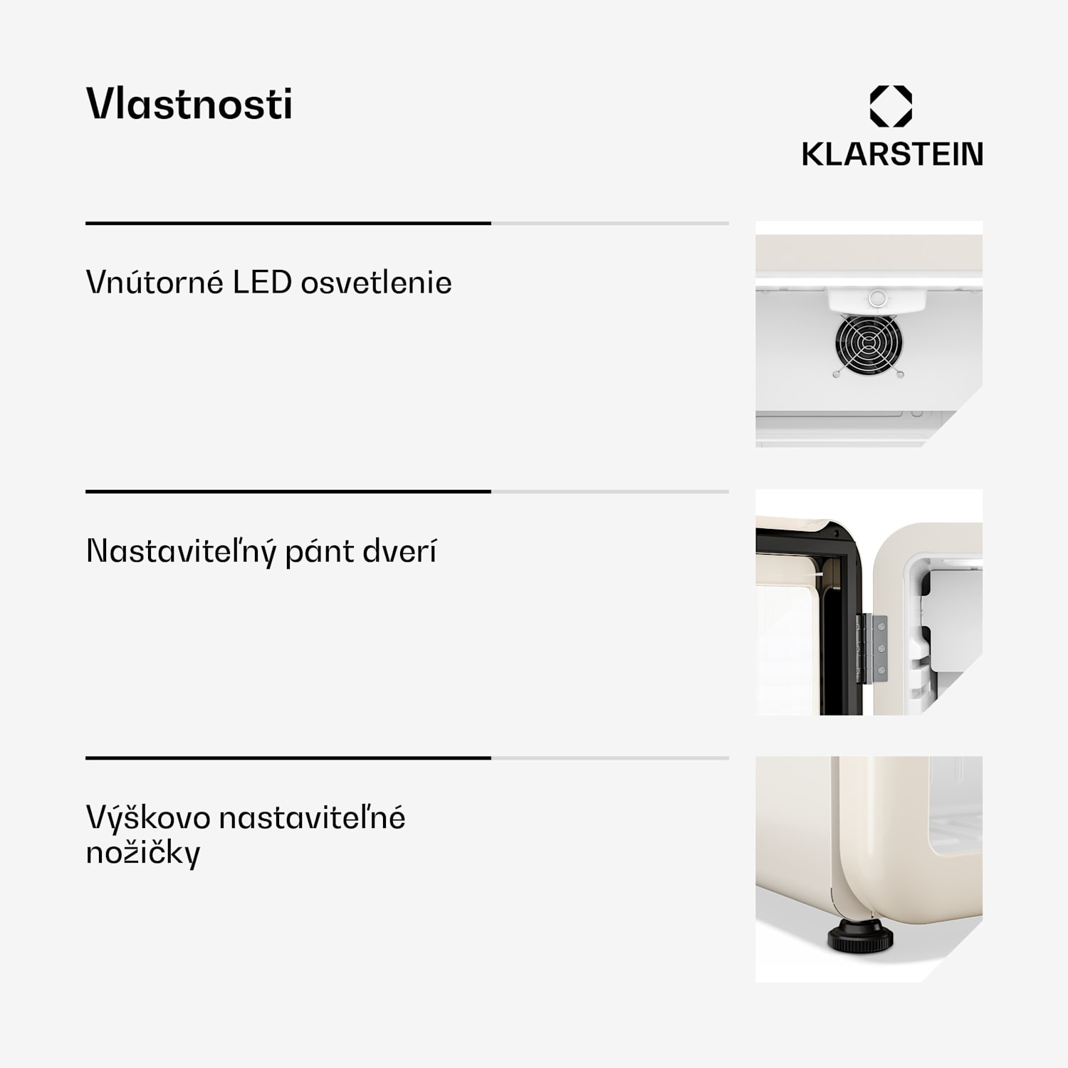 Audrey Evo chladič nápojov | 56 x 38 cm | LED vnútorné osvetlenie | 85 W | 42 dB 68 Ltr | Krémová