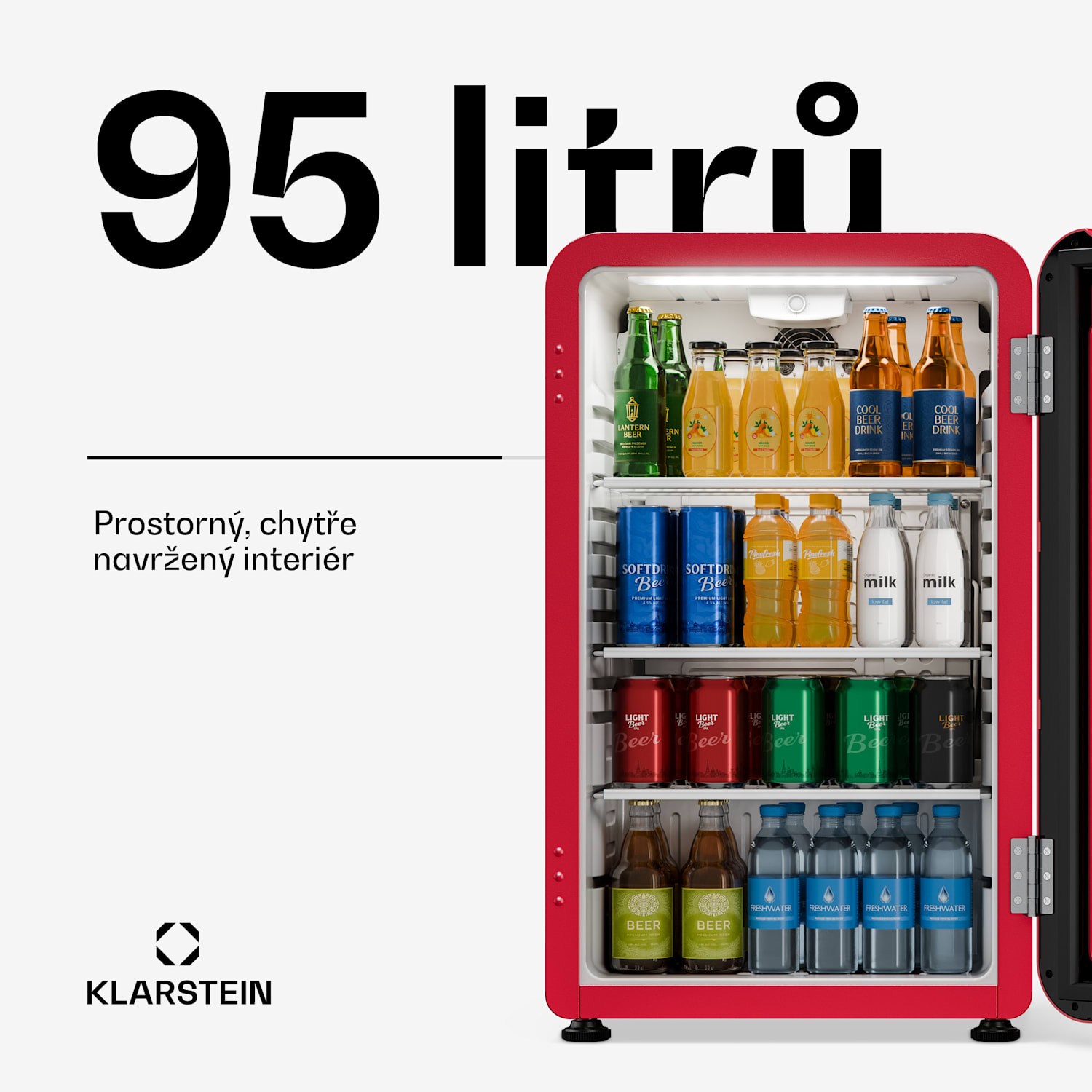 Audrey Evo lednice na nápoje | 72 x 38 cm | LED vnitřní osvětlení | 95 W | 42 dB 93 Ltr | Rojo