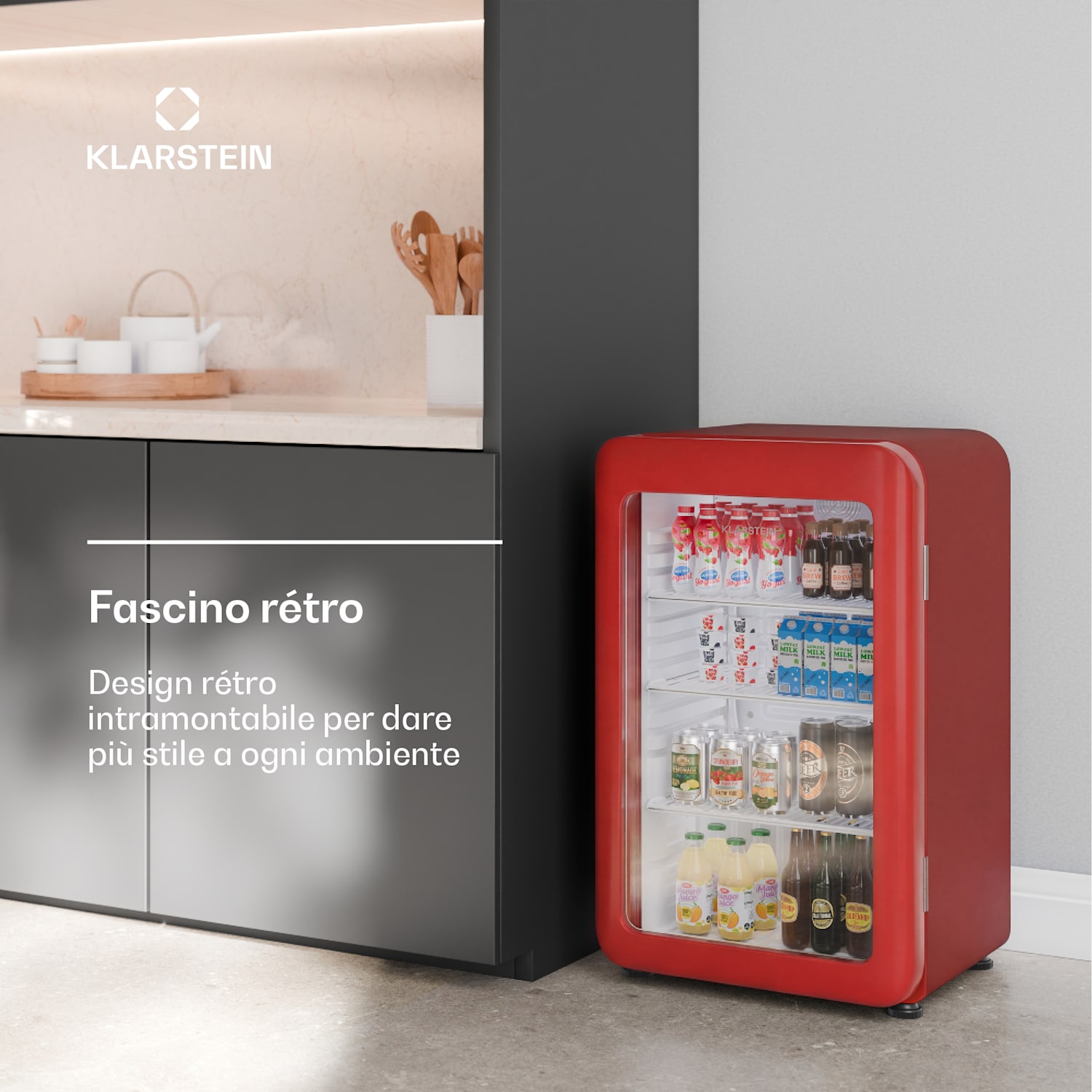 Audrey Evo - Frigorifero per bevande | 72 x 38 cm | Illuminazione interna a LED | 95 W | 42 dB 93 Ltr | Vermelho