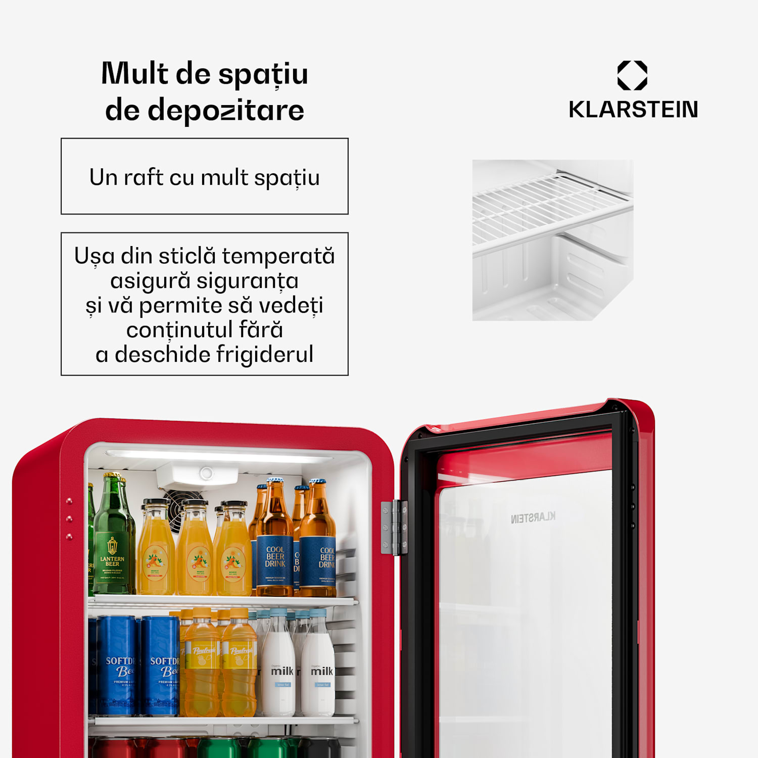 Frigider pentru băuturi Audrey Evo | 72 x 38 cm | iluminare interioară LED | 95 W | 42 dB 93 Ltr | Roșu