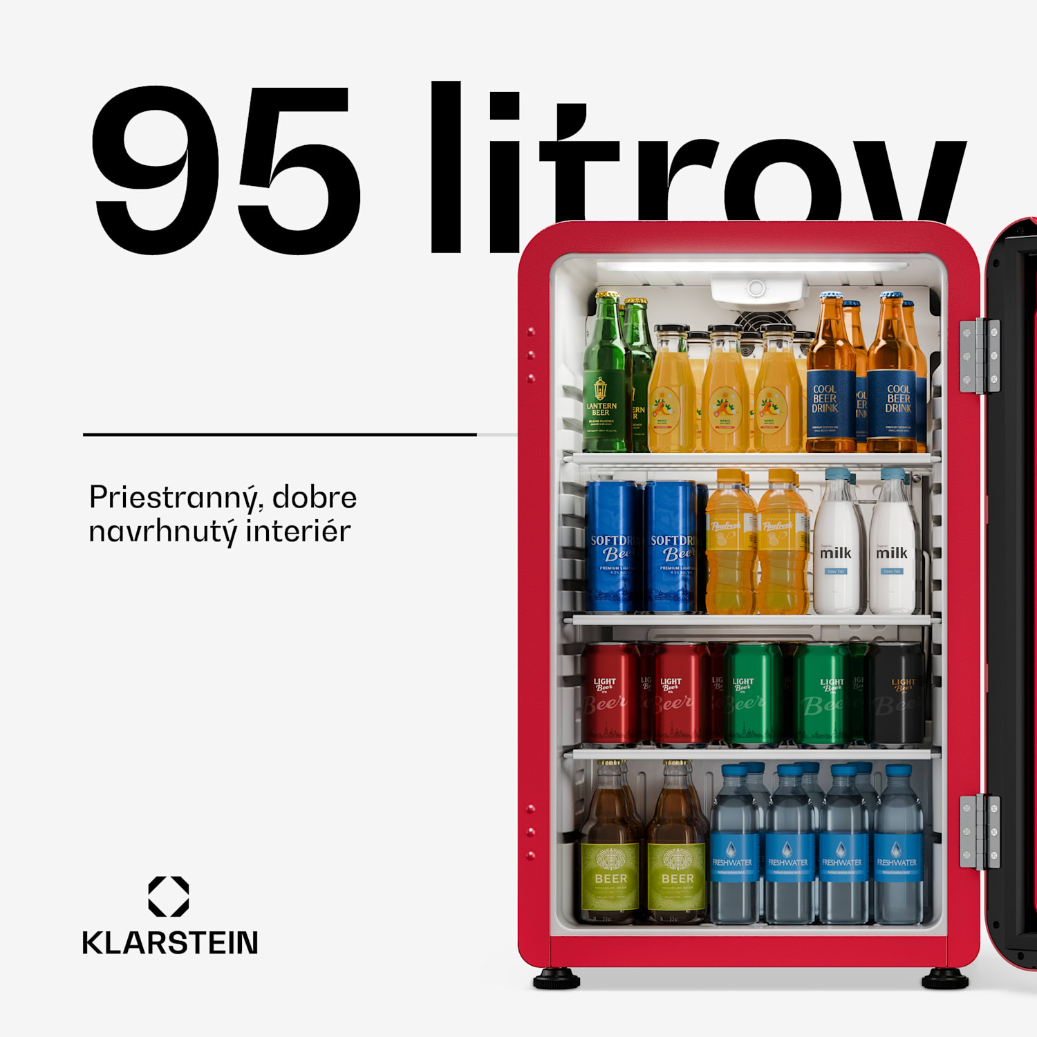 Audrey Evo chladič nápojov | 72 x 38 cm | LED vnútorné osvetlenie | 95 W | 42 dB 93 Ltr | Červená