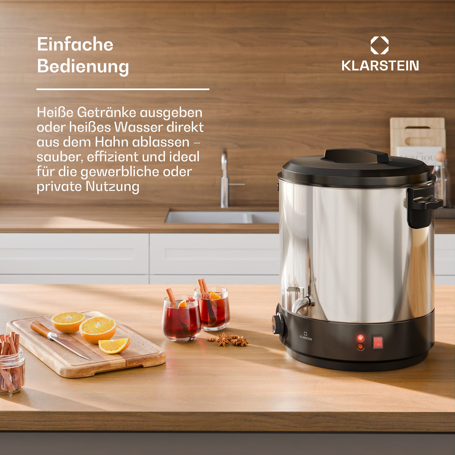 Biggie - Pentola per conserve e vin brulé | 25 litri | 30-110 °C | 1800 W | Acciaio inox 25 L | Meccanico | Argento