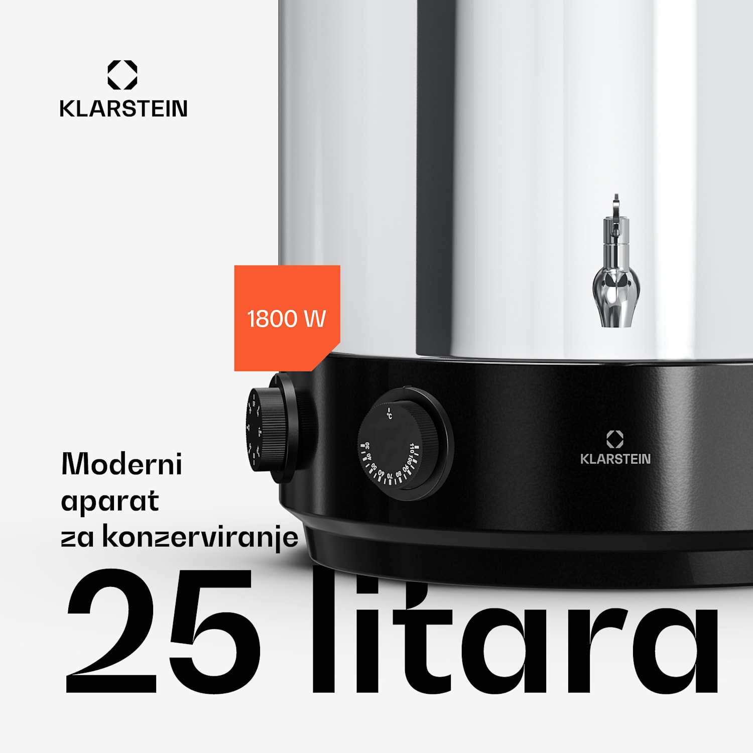 Biggie aparat za kuhanje i zagrijavanje kuhanog vina | 25 litara | 30-110 °C | 1800 W | nehrđajući čelik 25 L | Mehaničar | Srebro