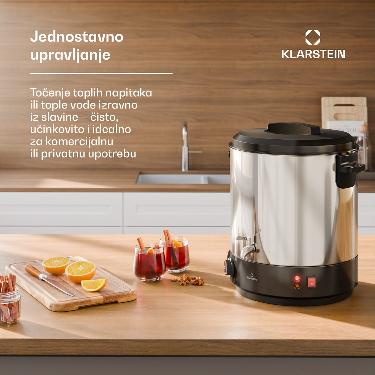 Biggie aparat za kuhanje i zagrijavanje kuhanog vina | 25 litara | 30-110 °C | 1800 W | nehrđajući čelik 25 L | Mehaničar | Srebro