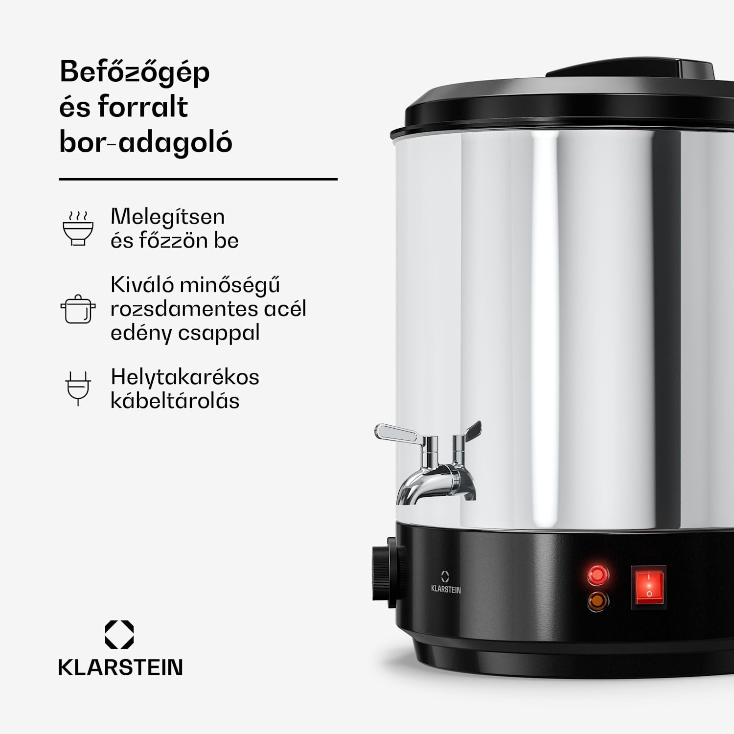 Biggie Befőző- és forralt bor automata | 25 liter | 30-110 °C | 1800 W | Rozsdamentes acél 25 L | Szerelő | Ezüst