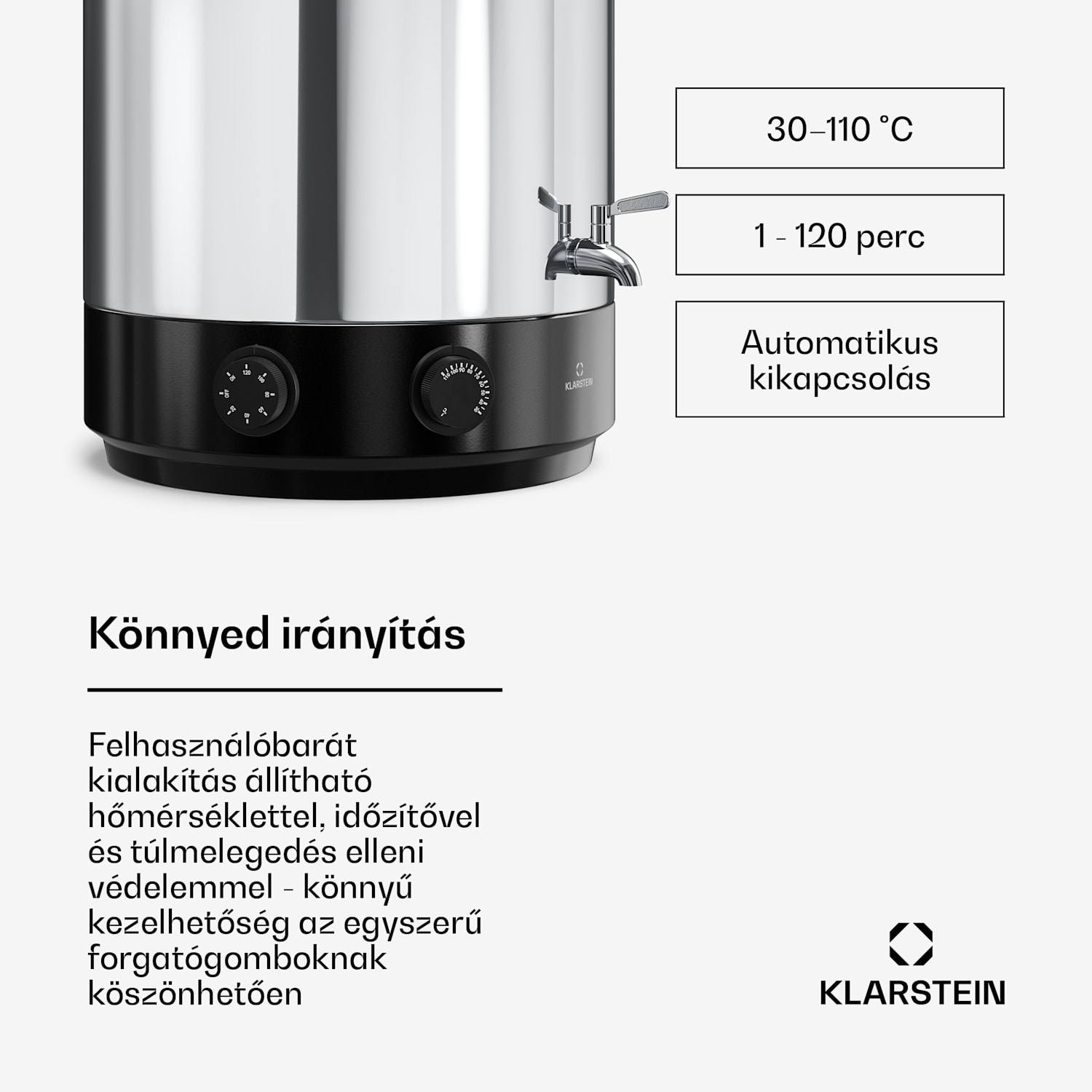 Biggie Befőző- és forralt bor automata | 25 liter | 30-110 °C | 1800 W | Rozsdamentes acél 25 L | Szerelő | Ezüst