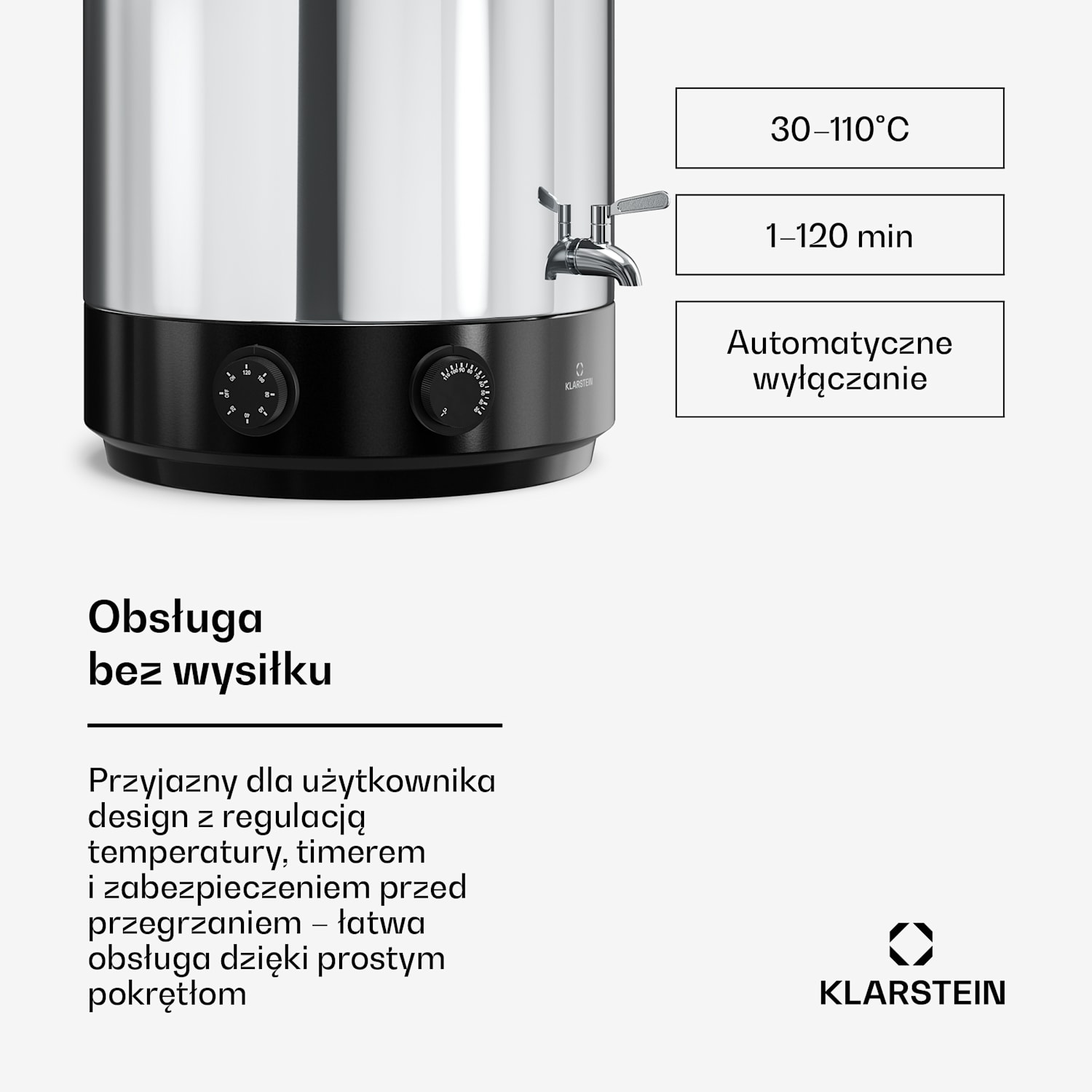 Automat do wekowania i grzanego wina Biggie | 25 litrów | 30-110 °C | 1800 W | Stal nierdzewna 25 L | Mechaniczny | Srebrny
