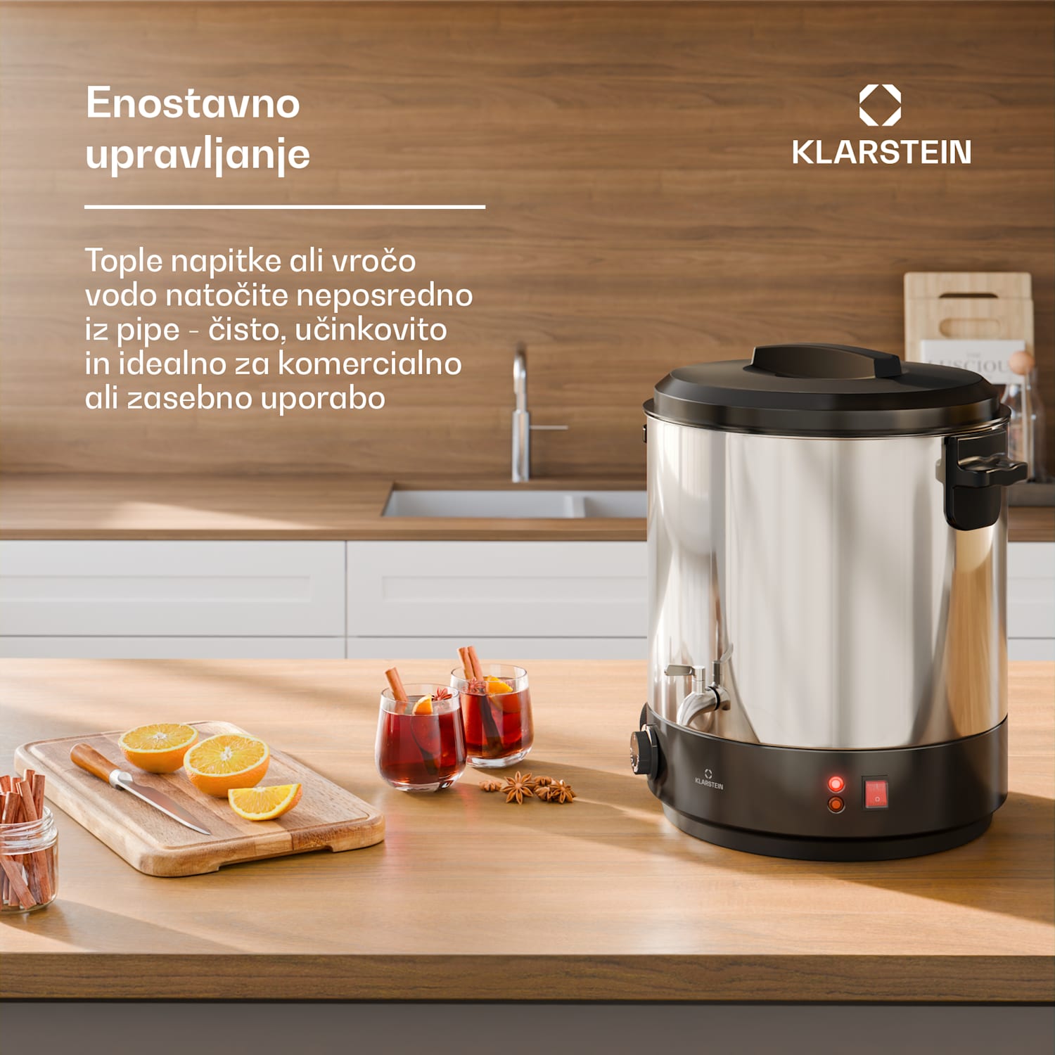 Biggie aparat za vlaganje in kuhanje kuhanega vina | 25 litrov | 30-110 °C | 1800 W | Nerjaveče jeklo 25 L | Mehanik | Srebrna