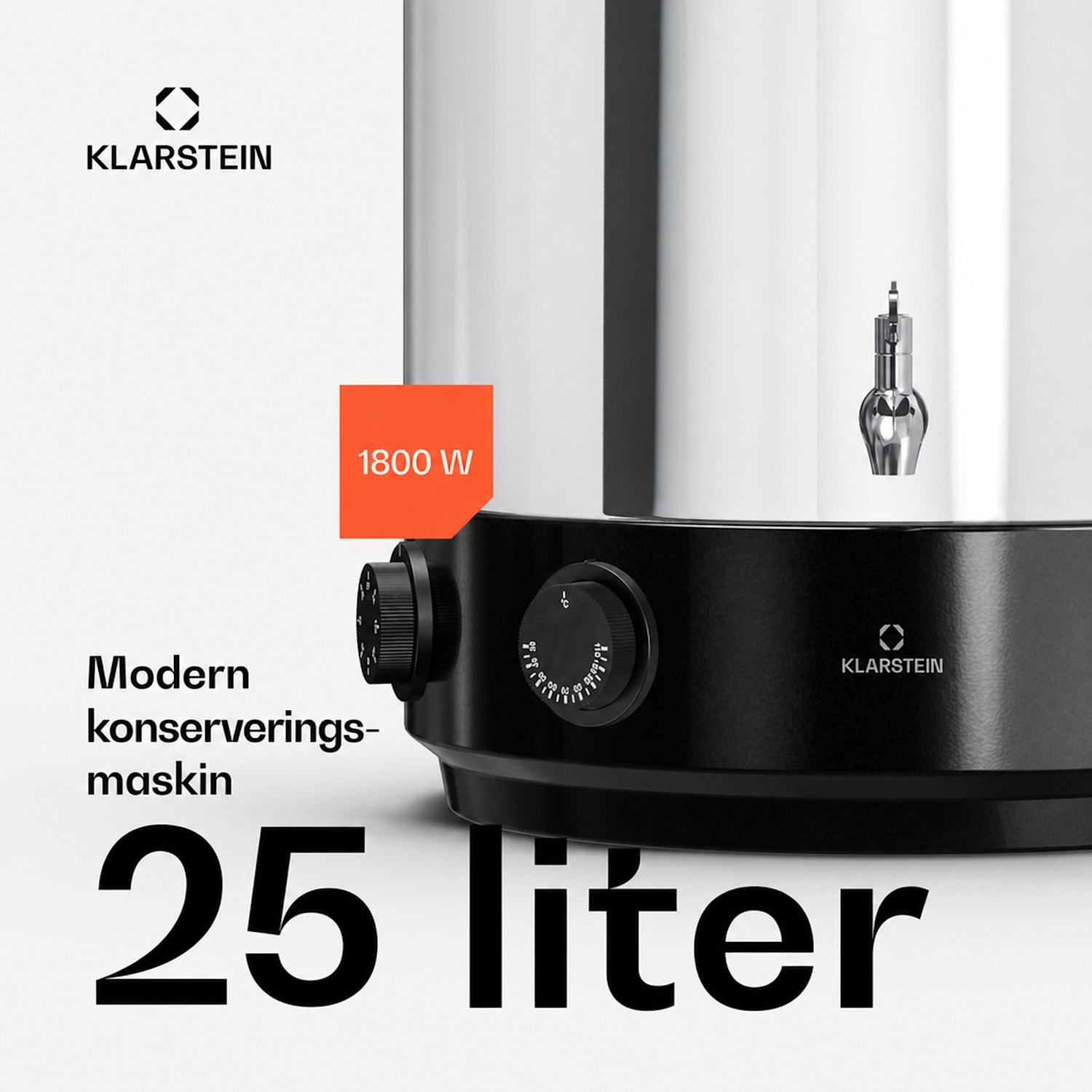 Biggie konserverings- och glöggautomat | 25 liter | 30-110 °C | 1800 W | Rostfritt stål 25 L | Mekaniker | Silver