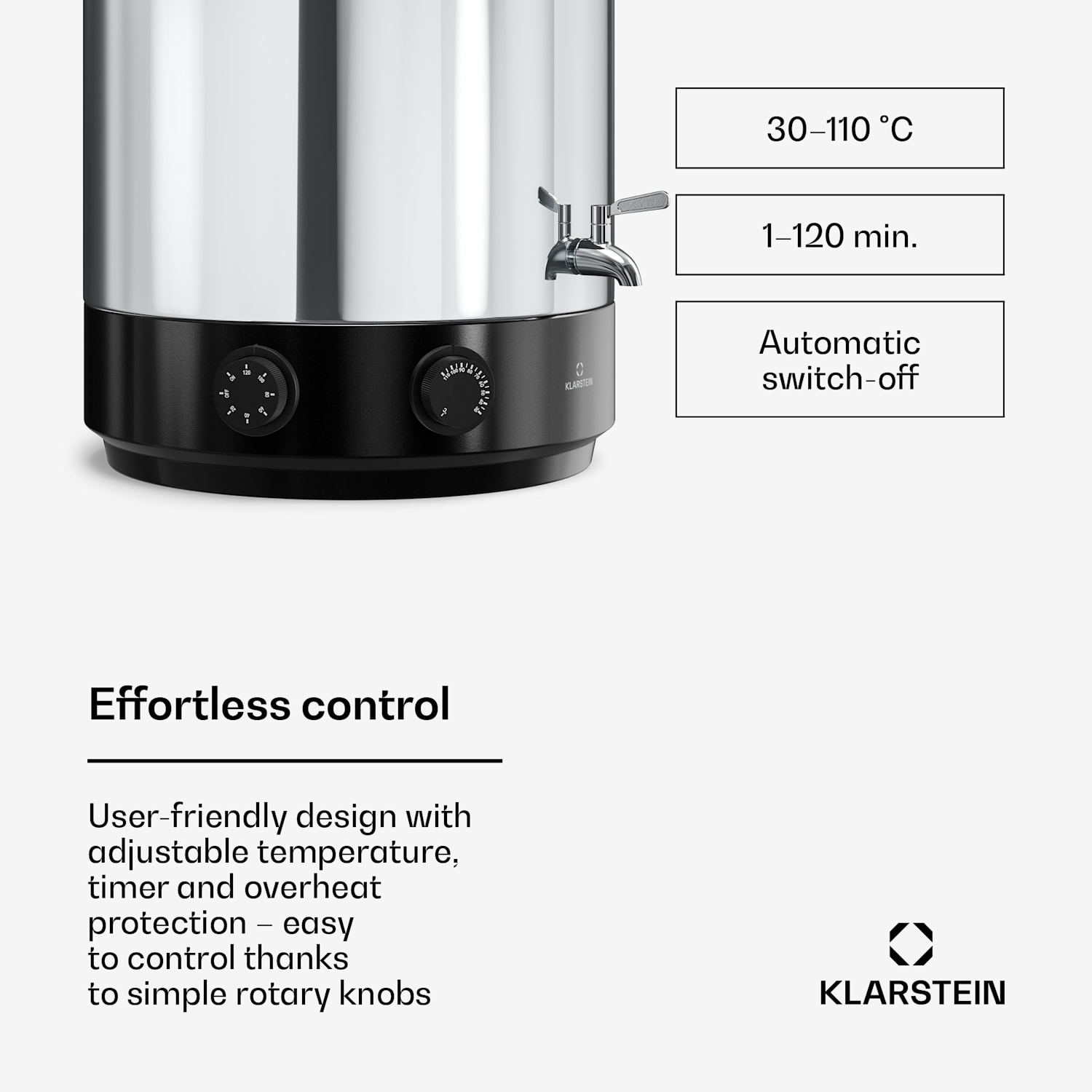 Máquina para conservas e vinho quente Biggie | 25 litros | 30-110 °C | 1800 W | aço inoxidável 25 L | Mecânico | Prateado
