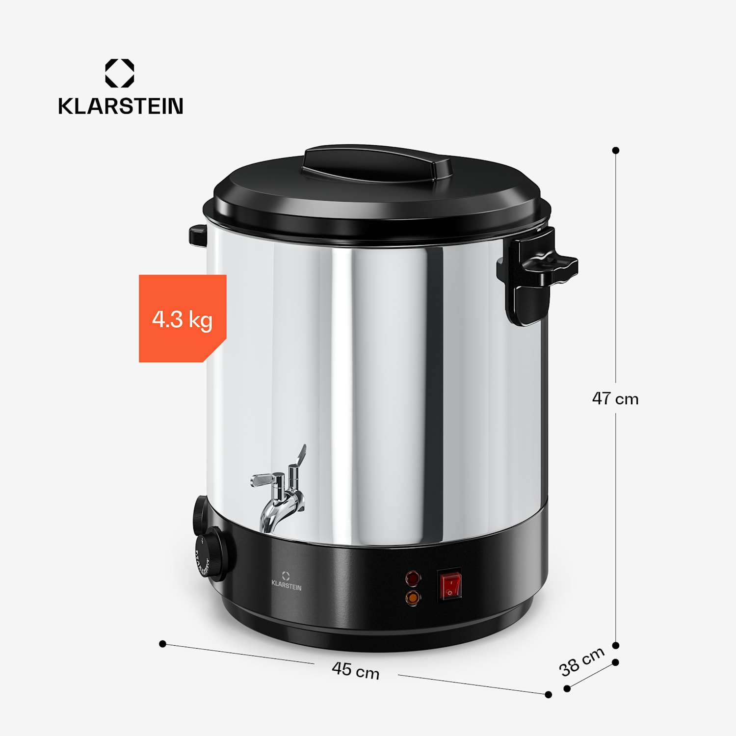 Máquina para conservas e vinho quente Biggie | 25 litros | 30-110 °C | 1800 W | aço inoxidável 25 L | Mecânico | Prateado