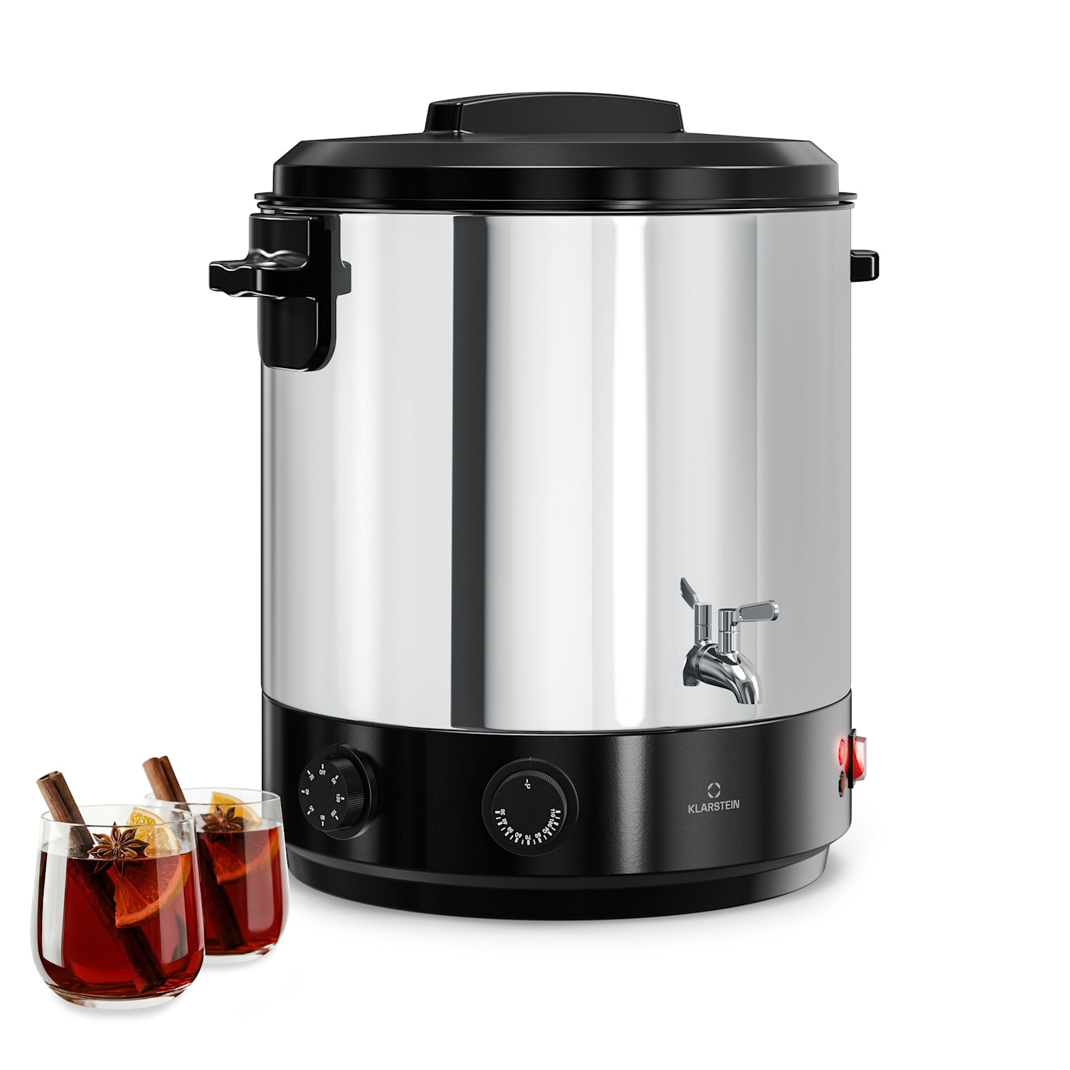 Biggie weck- en glühweinketel | 25 liter | 30–110 °C | 1800 W | roestvrij staal 25 L | Monteur | Zilver