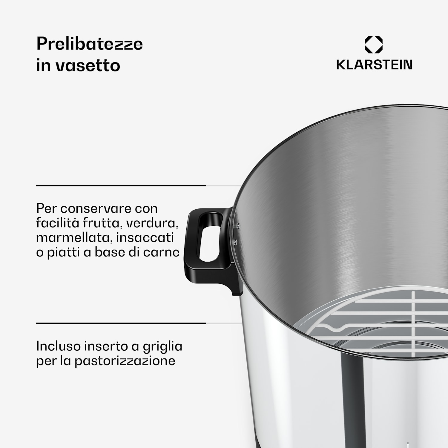 Biggie - Pentola per conserve e vin brulé | 25 litri | 30-100 °C | 2000 W | Acciaio inox 25 L | Digitale | Argento