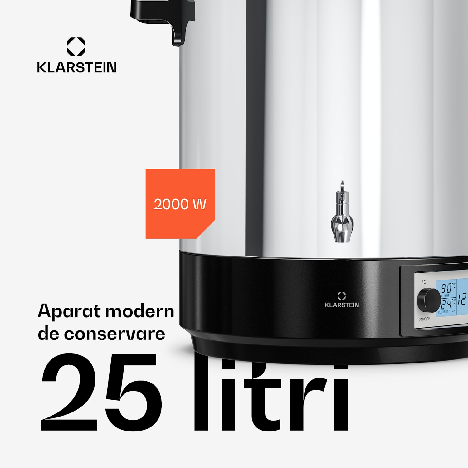 Biggie aparat pentru conservare și vin fiert | 25 litri | 30-100 °C | 2000 W | oțel inoxidabil 25 L | Digital | Argintiu