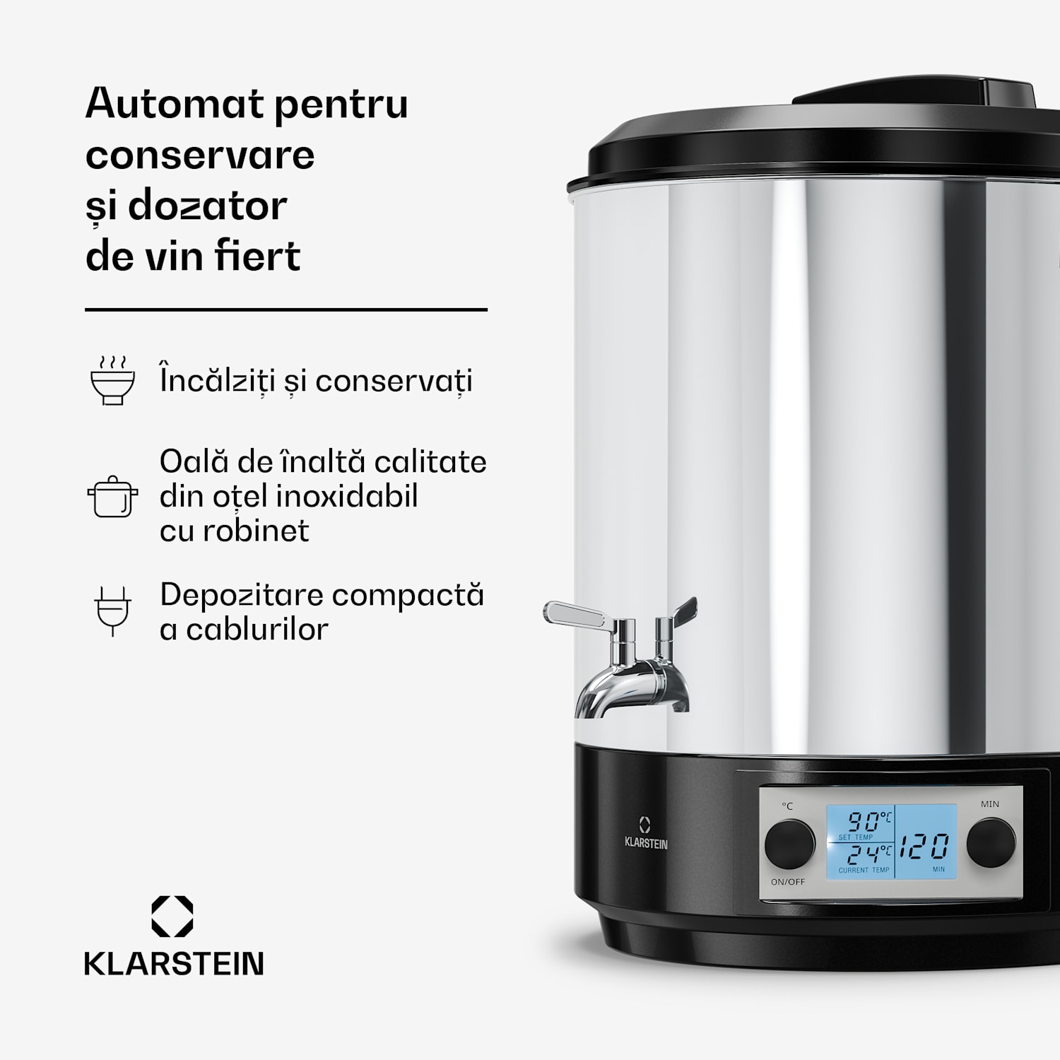 Biggie aparat pentru conservare și vin fiert | 25 litri | 30-100 °C | 2000 W | oțel inoxidabil 25 L | Digital | Argintiu