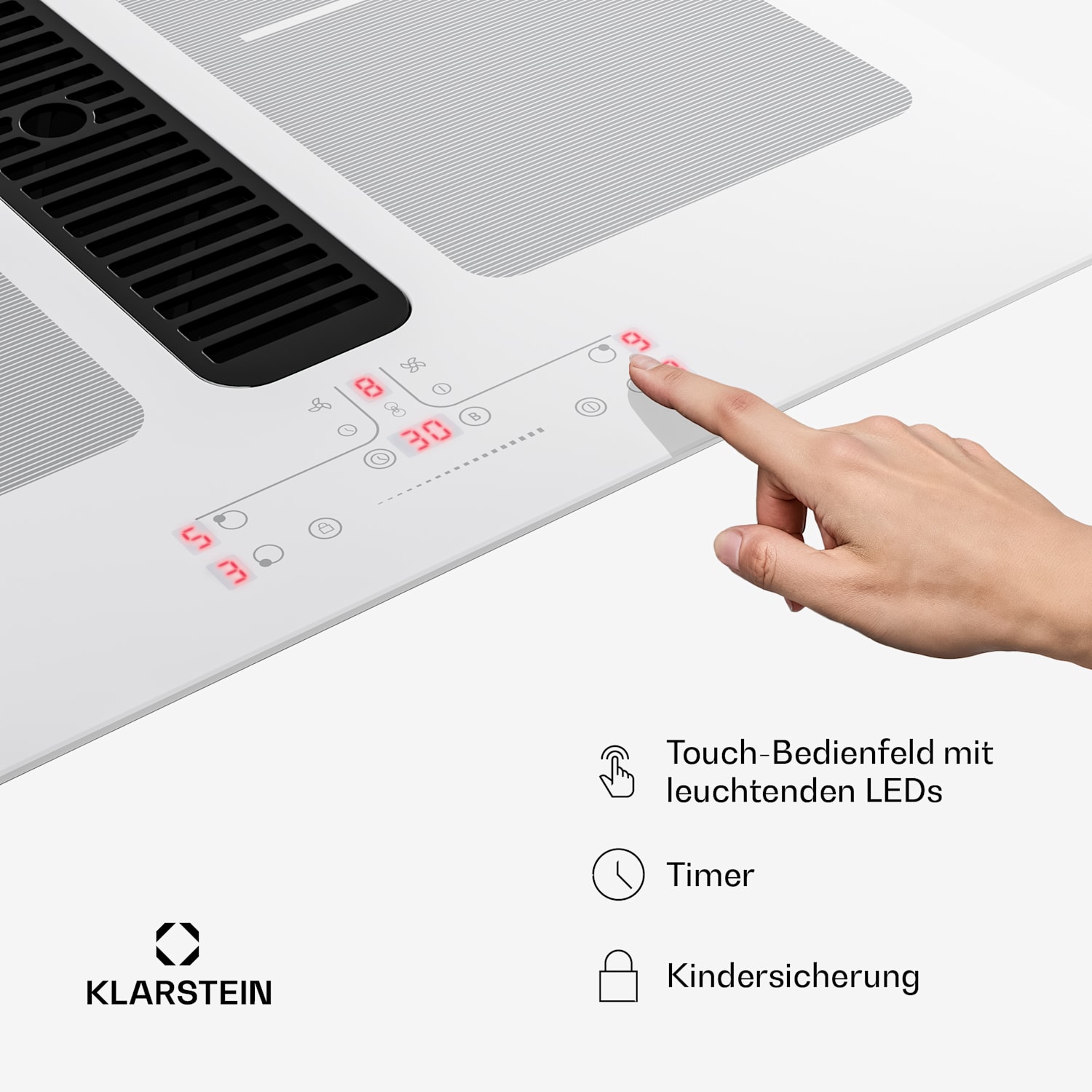 Full House Induktionskochfeld mit Dunstabzug | 4 Kochzonen | 7335 W | 530 m³/h | 60 cm 