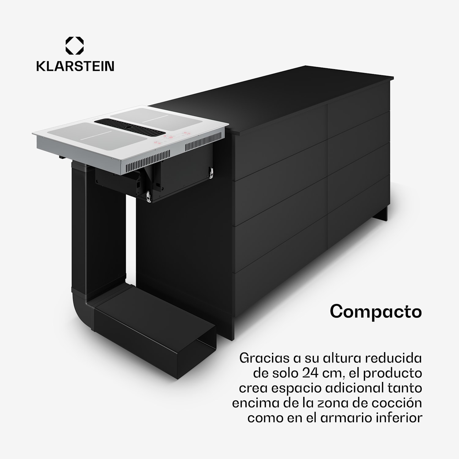 Placa de inducción Full House con extractor | 4 zonas de cocción | 7335 W | 530 m³/h | 60 cm 