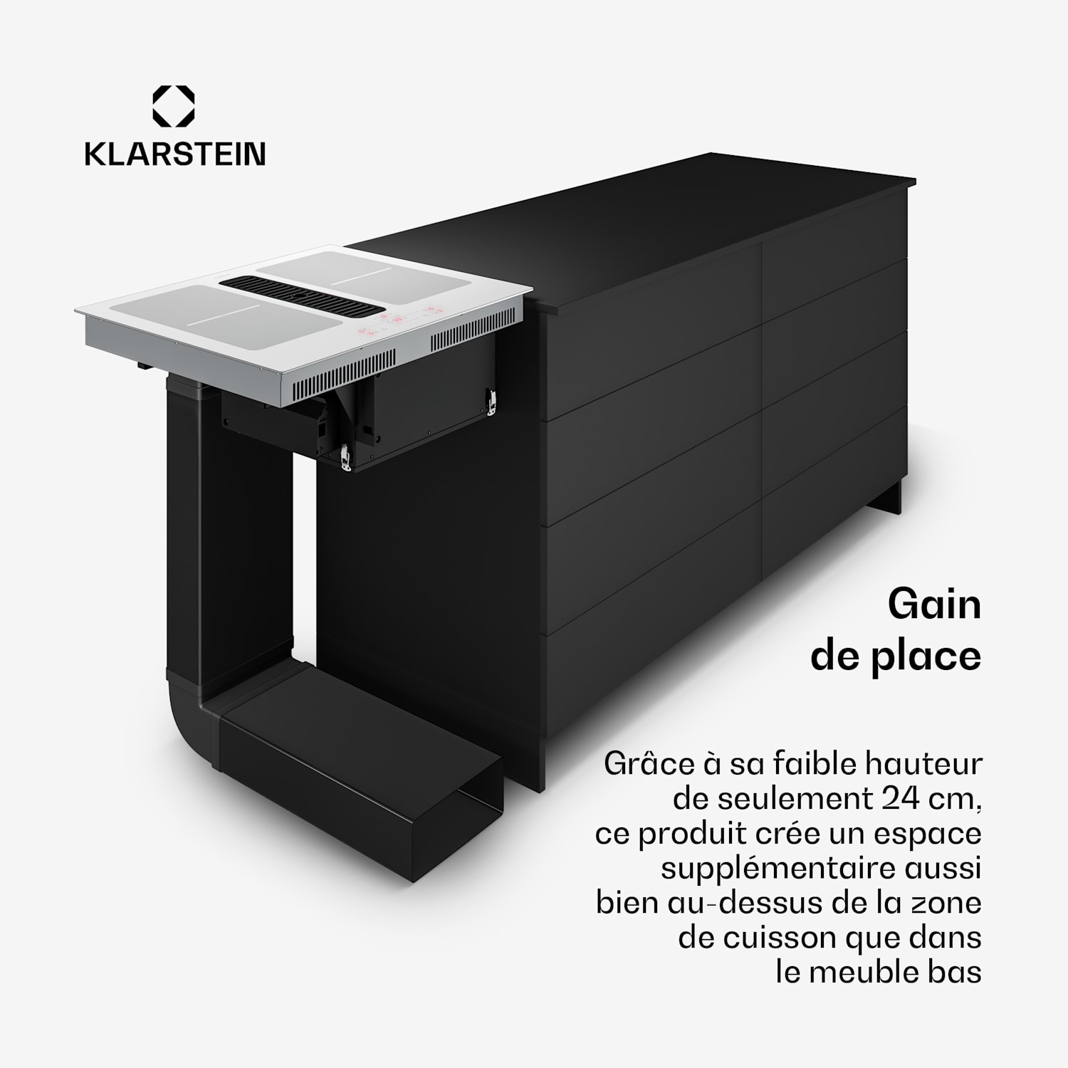 Full House Table de cuisson à induction avec hotte aspirante | 4 zones de cuisson | 7335 W | 530 m³/h | 60 cm 
