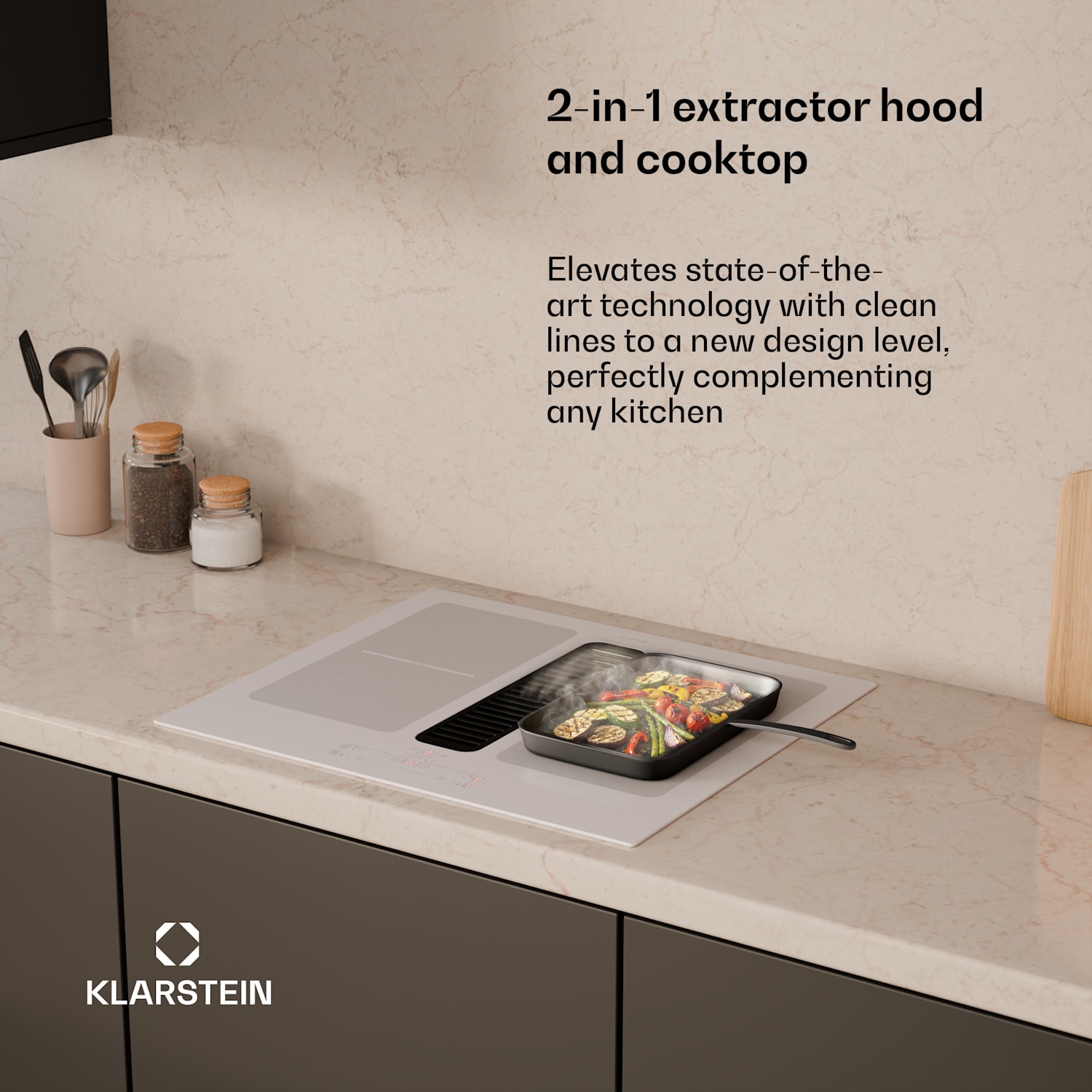 Full House -induktioliesi liesituulettimella | 4 keittoaluetta | 7335 W | 530 m³/h | 60 cm 