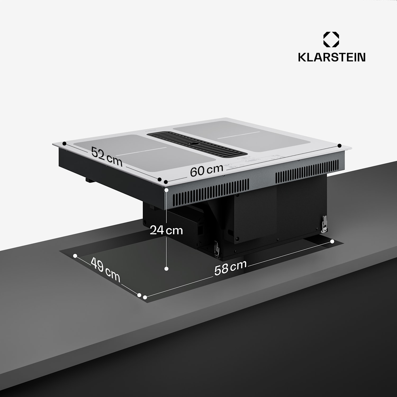 Full House -induktioliesi liesituulettimella | 4 keittoaluetta | 7335 W | 530 m³/h | 60 cm 