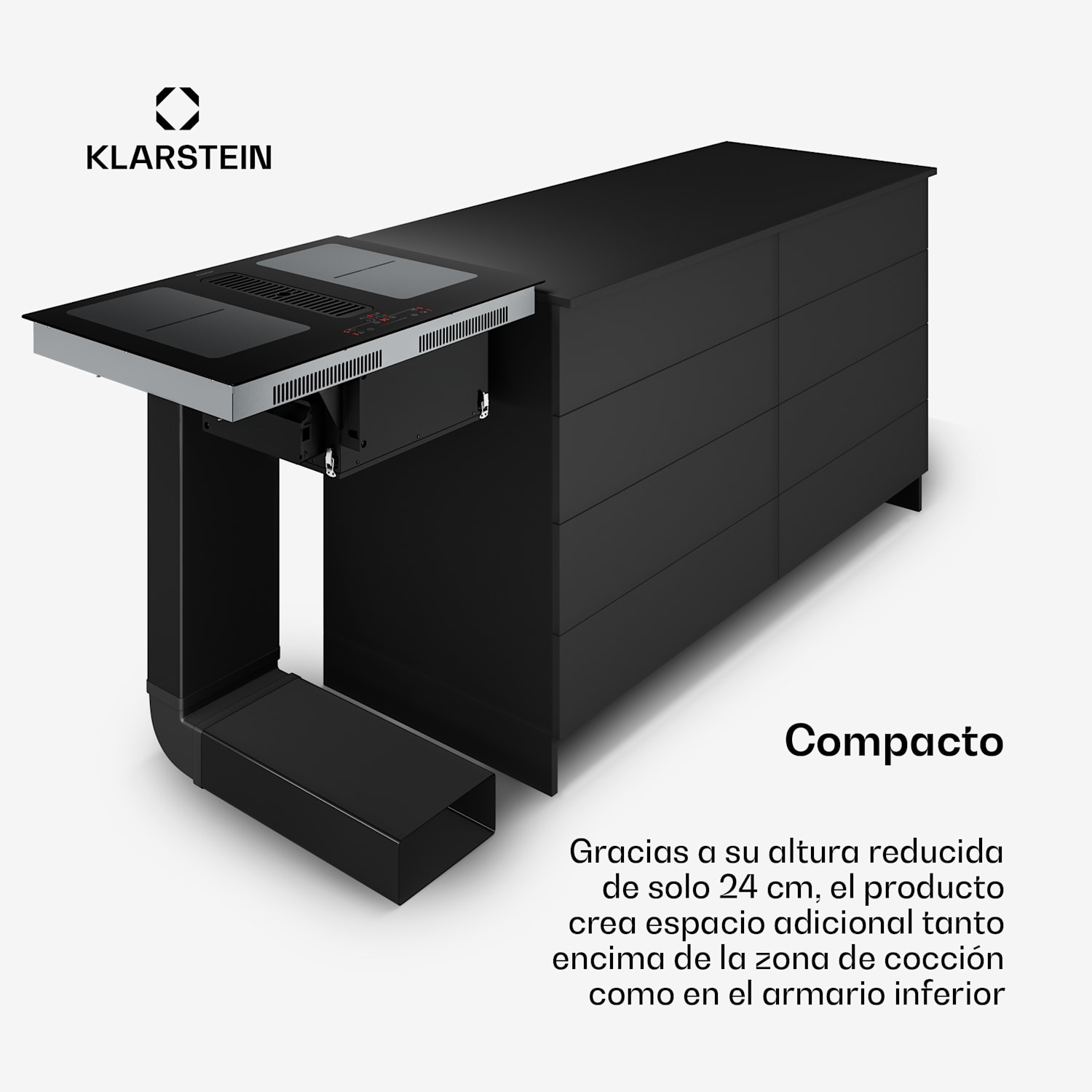 Placa de inducción Full House con extractor | 4 zonas de cocción | 7335 W | 530 m³/h | 70 cm 