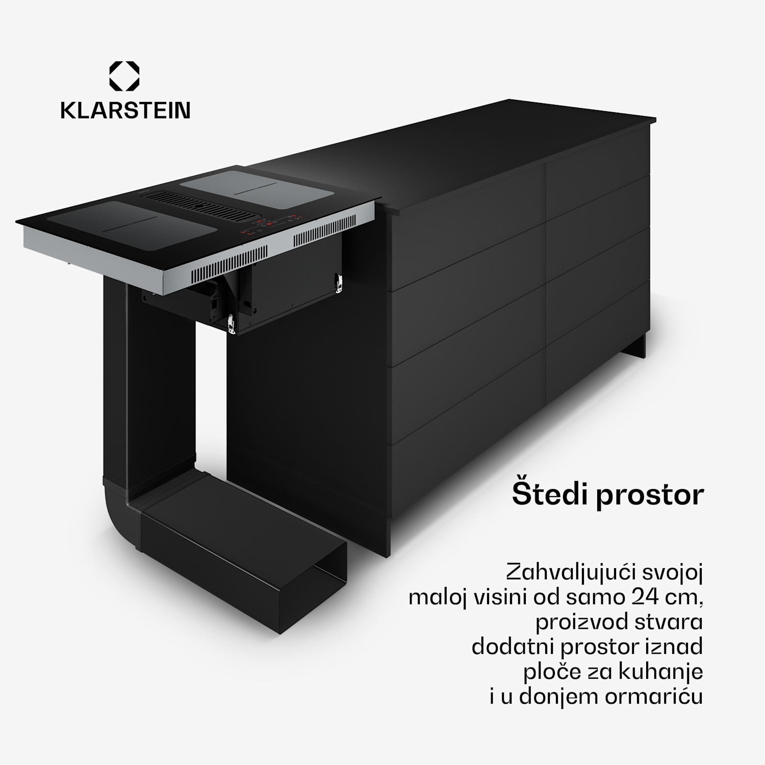 Indukcijska ploča za kuhanje Full House s napom | 4 zone za kuhanje | 7335 W | 530 m³/h | 70 cm 70 cm | Crna