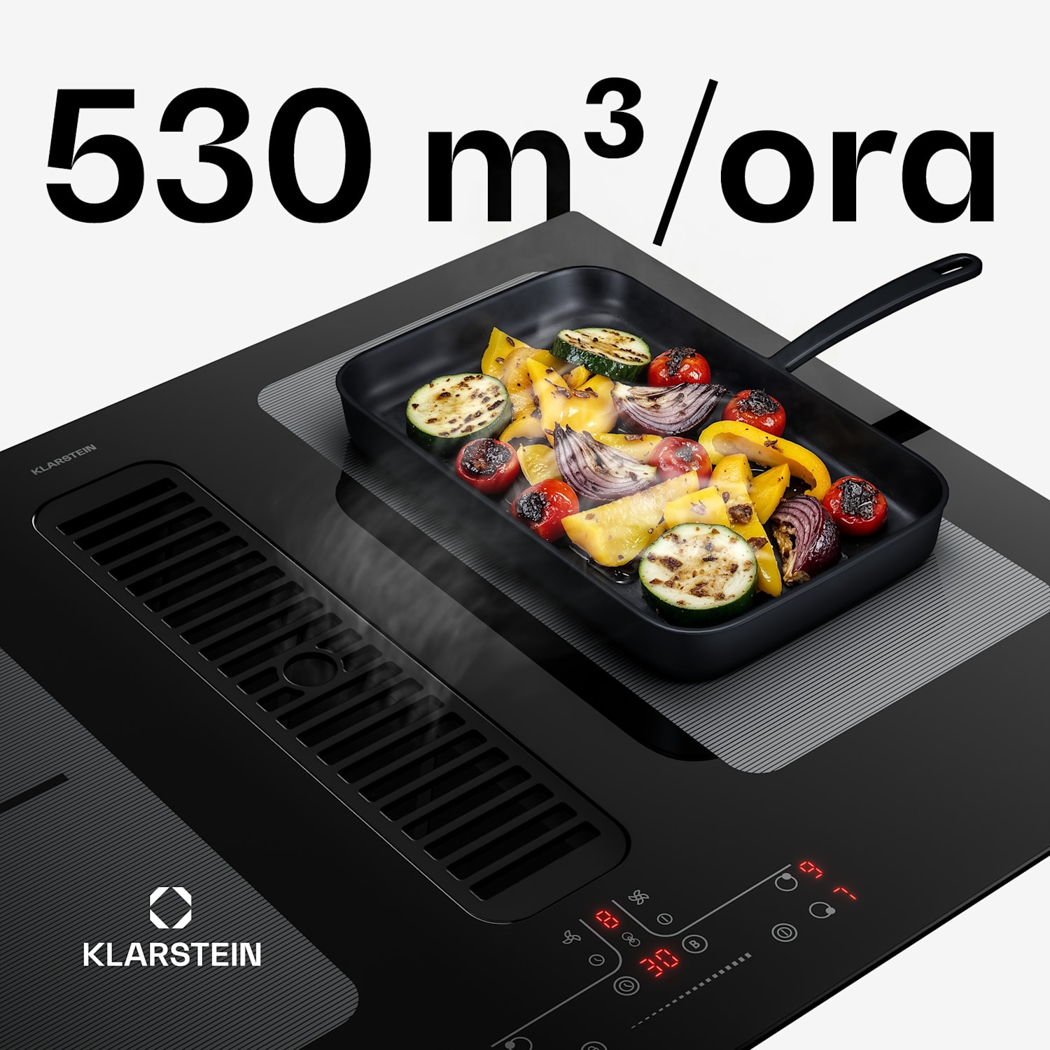 Full House - Piano cottura a induzione con cappa aspirante | 4 zone di cottura | 7335 W | 530 m³/ora | 70 cm 