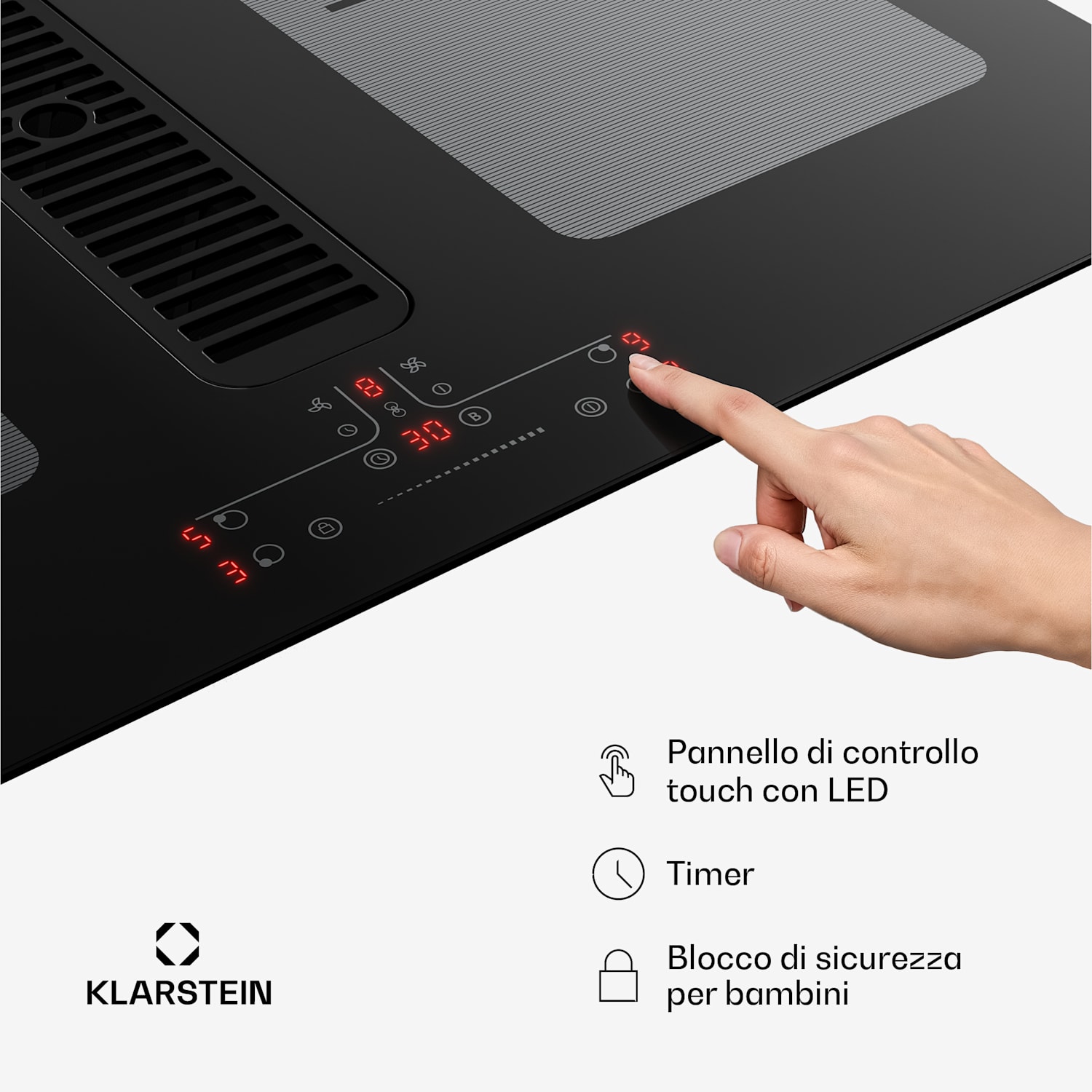 Full House - Piano cottura a induzione con cappa aspirante | 4 zone di cottura | 7335 W | 530 m³/ora | 70 cm 