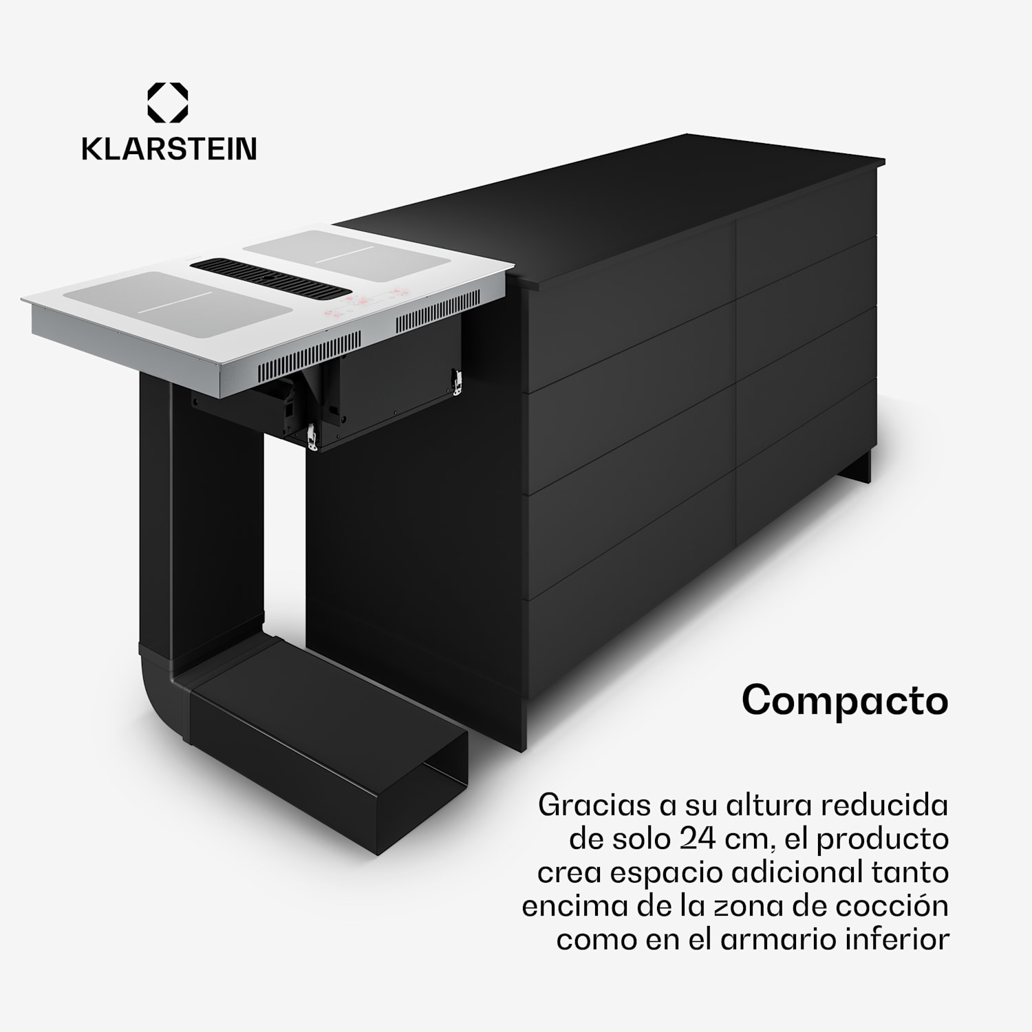 Placa de inducción Full House con extractor | 4 zonas de cocción | 7335 W | 530 m³/h | 70 cm 