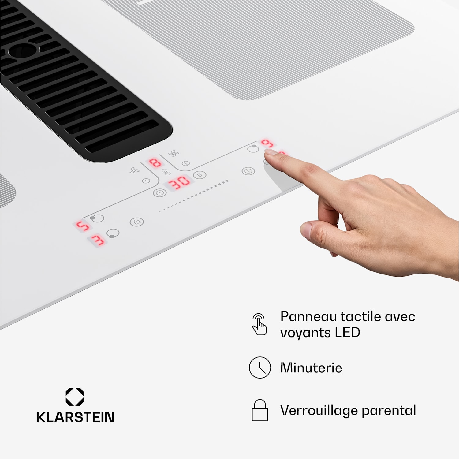 Full House inductiekookplaat met afzuigkap | 4 kookzones | 7335 W | 530 m³/u | 70 cm 