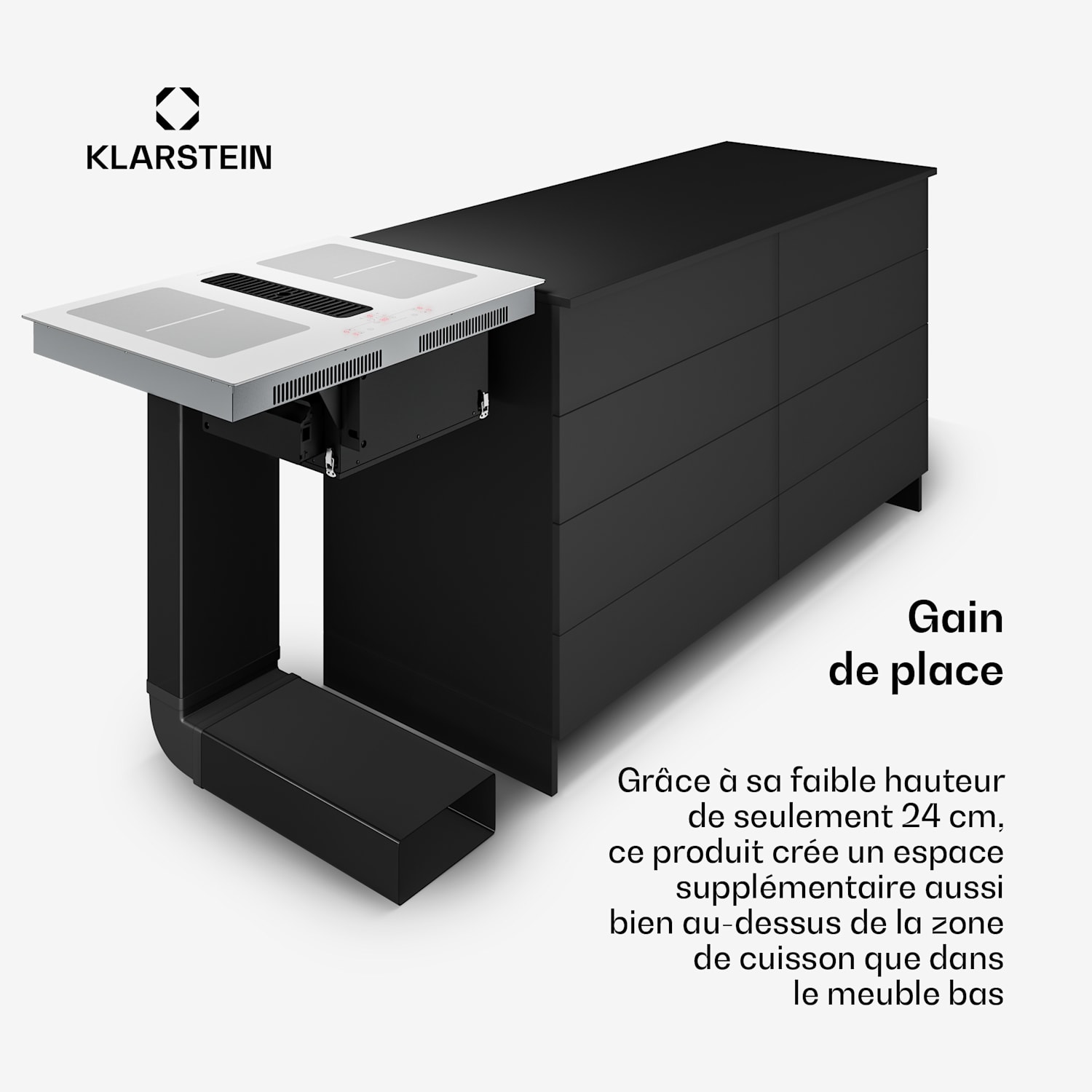 Full House inductiekookplaat met afzuigkap | 4 kookzones | 7335 W | 530 m³/u | 70 cm 